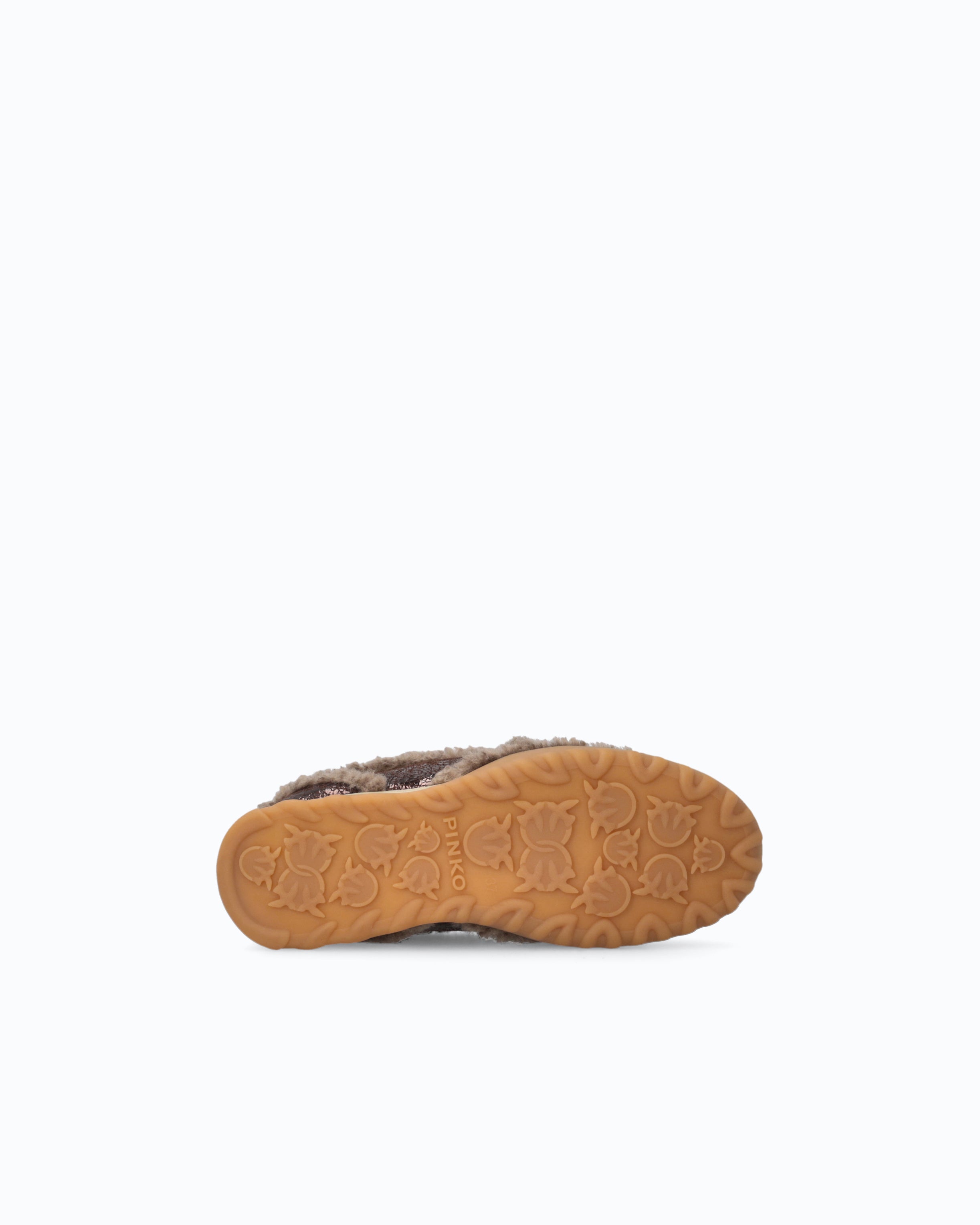 Pinko Gea 02 sneakersy skórzane brązowe z futerkiem