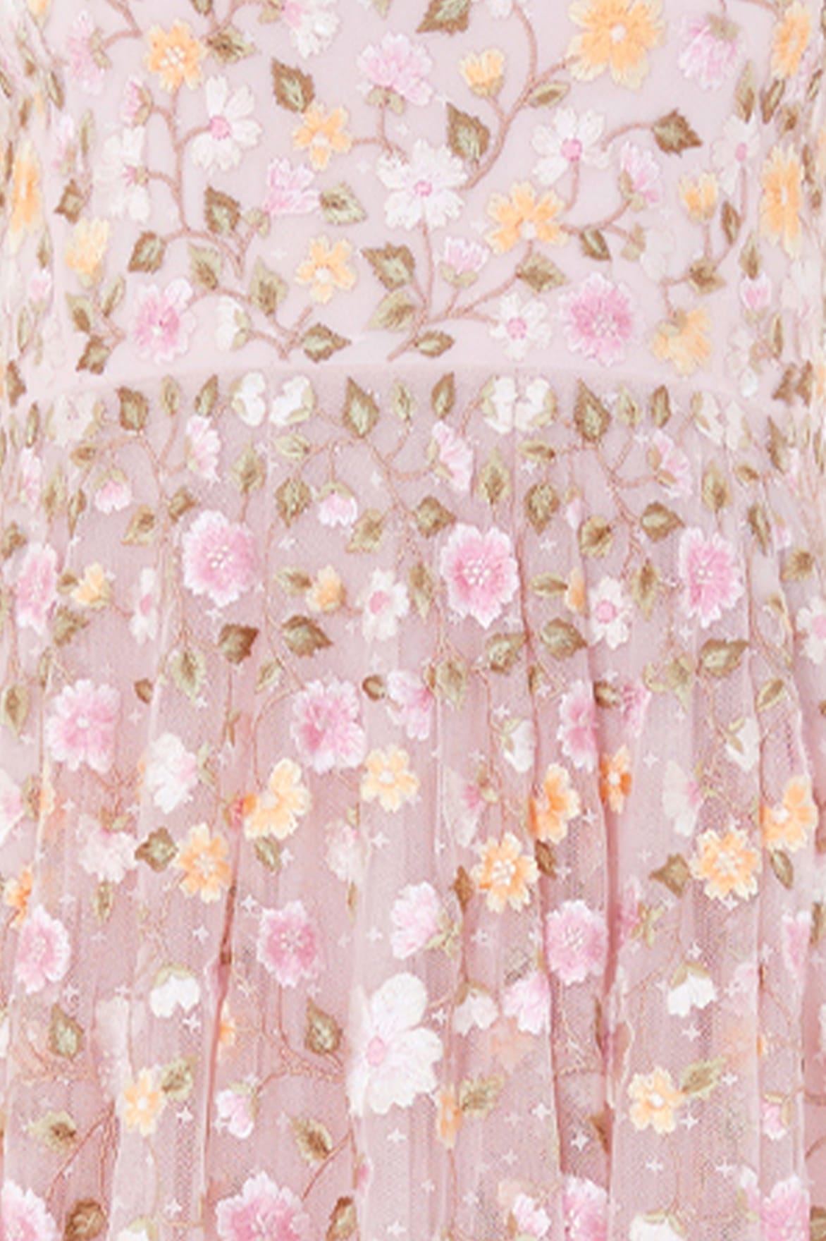 Needle & Thread Trailing Roses Long Sleeve Ankle Gown różowa