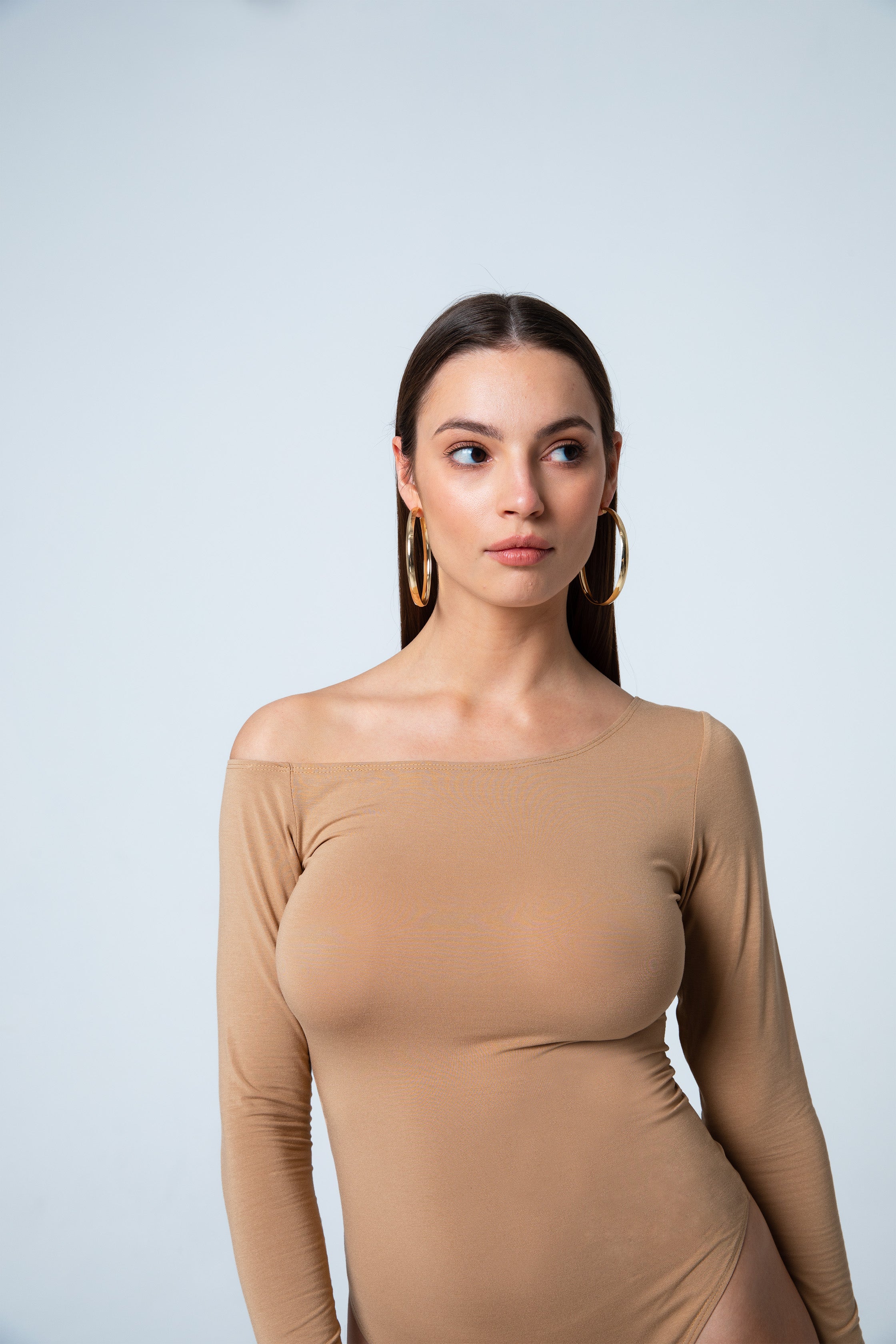 Nudyess Asymmetric Bodysuit body beżowe modal