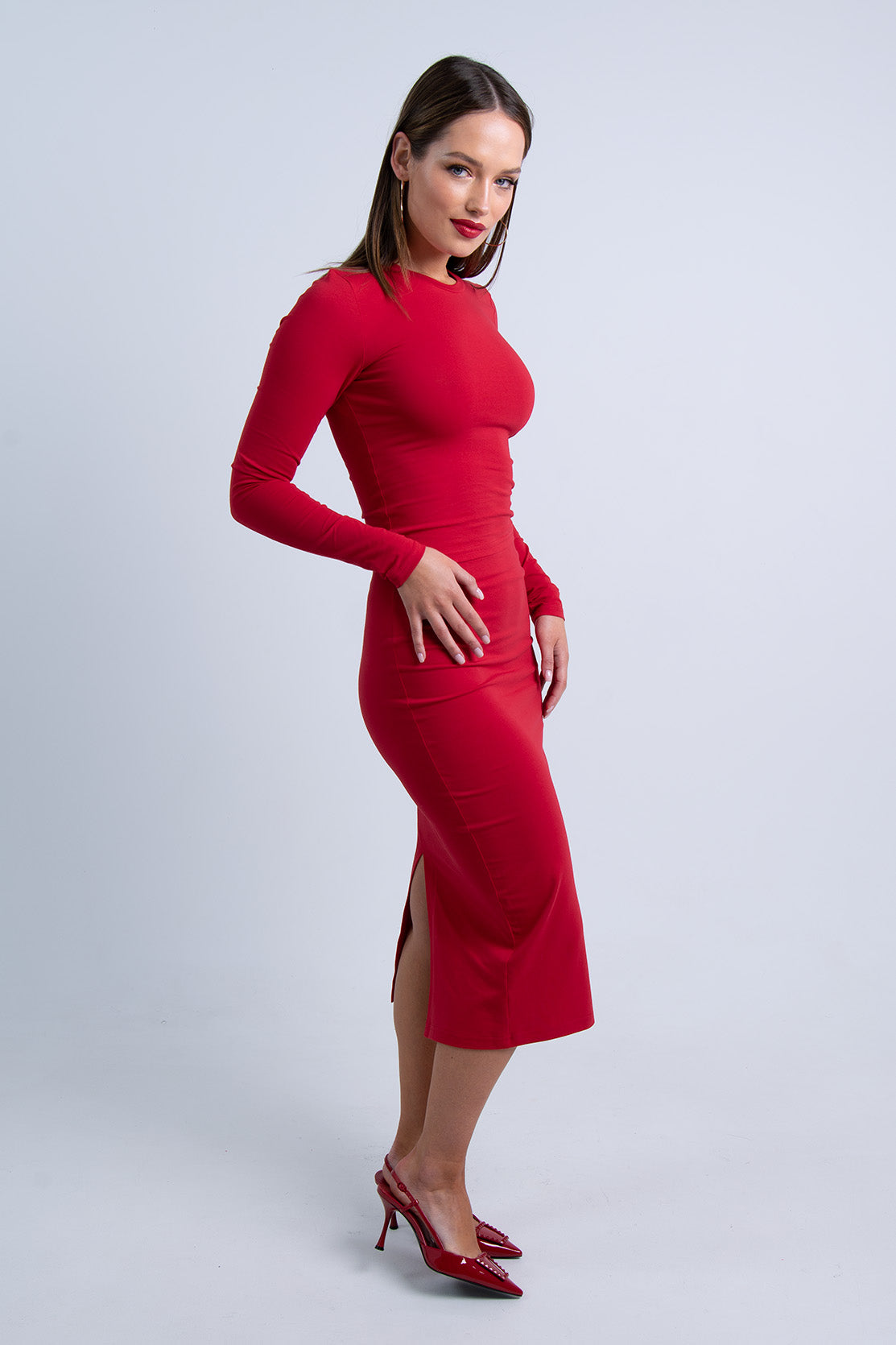 Nudyess Minimal spódnica midi Red bawełniana