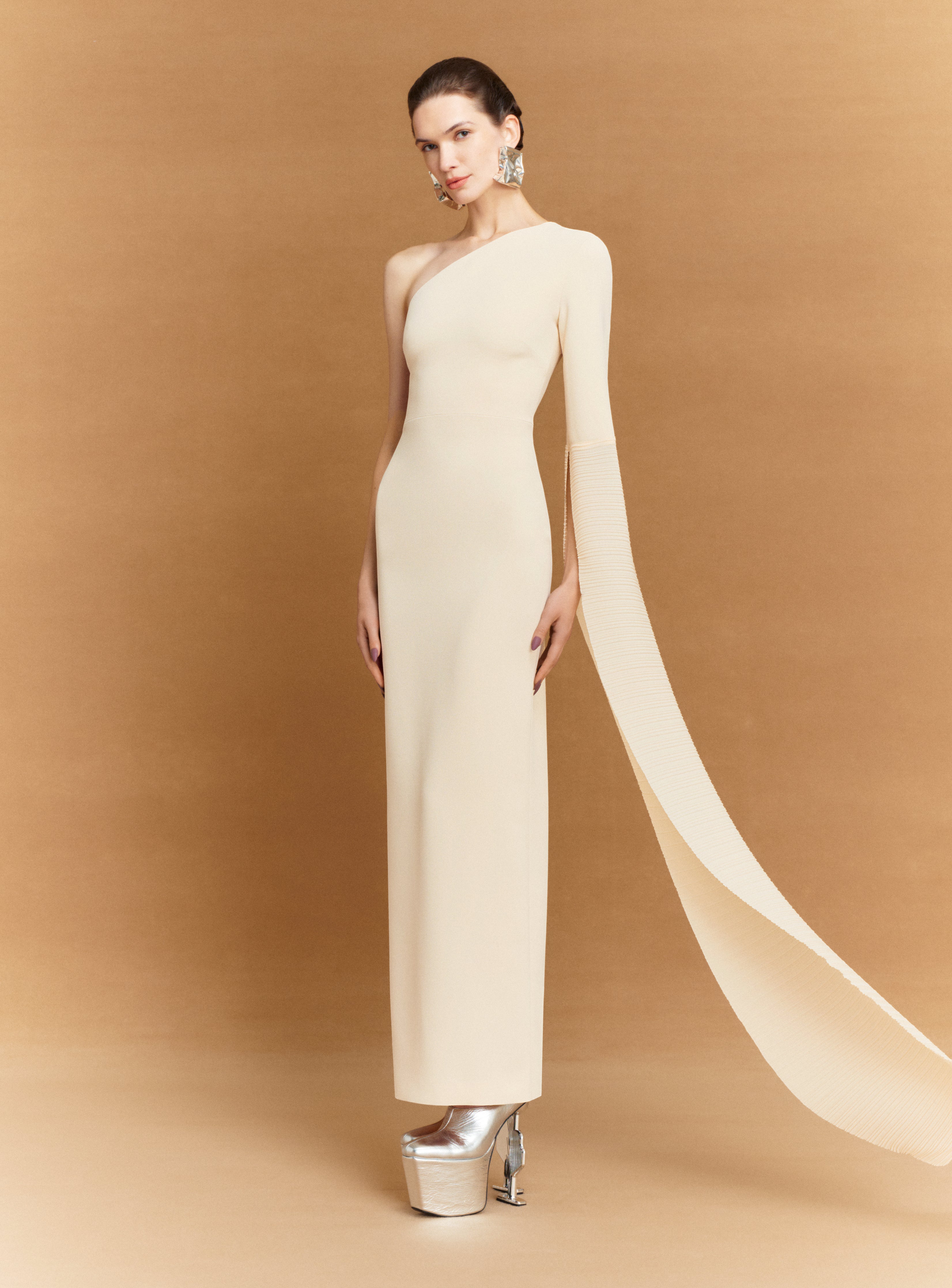 Solace London Sylvia sukienka ślubna alabaster maxi
