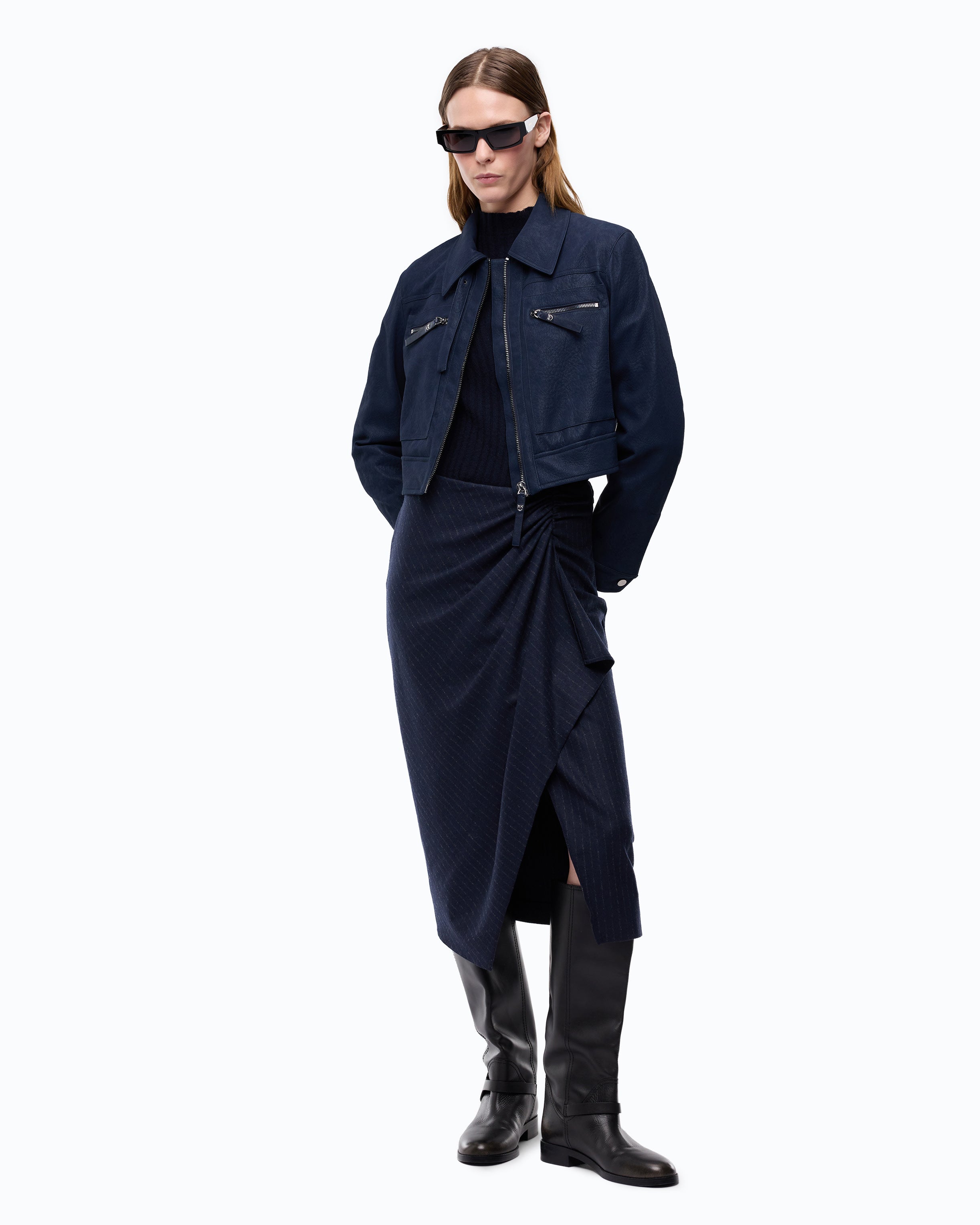 Pinko Arzignano Jacket kurtka niebieska nubuk
