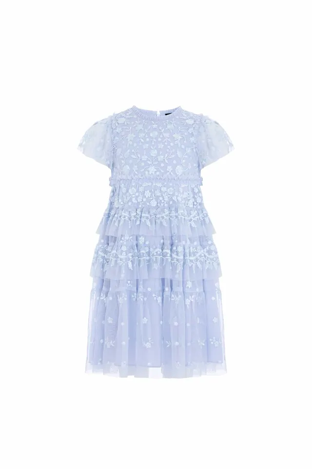 Needle & Thread Angelica Lace Kids Dress sukienka niebieska haftowana