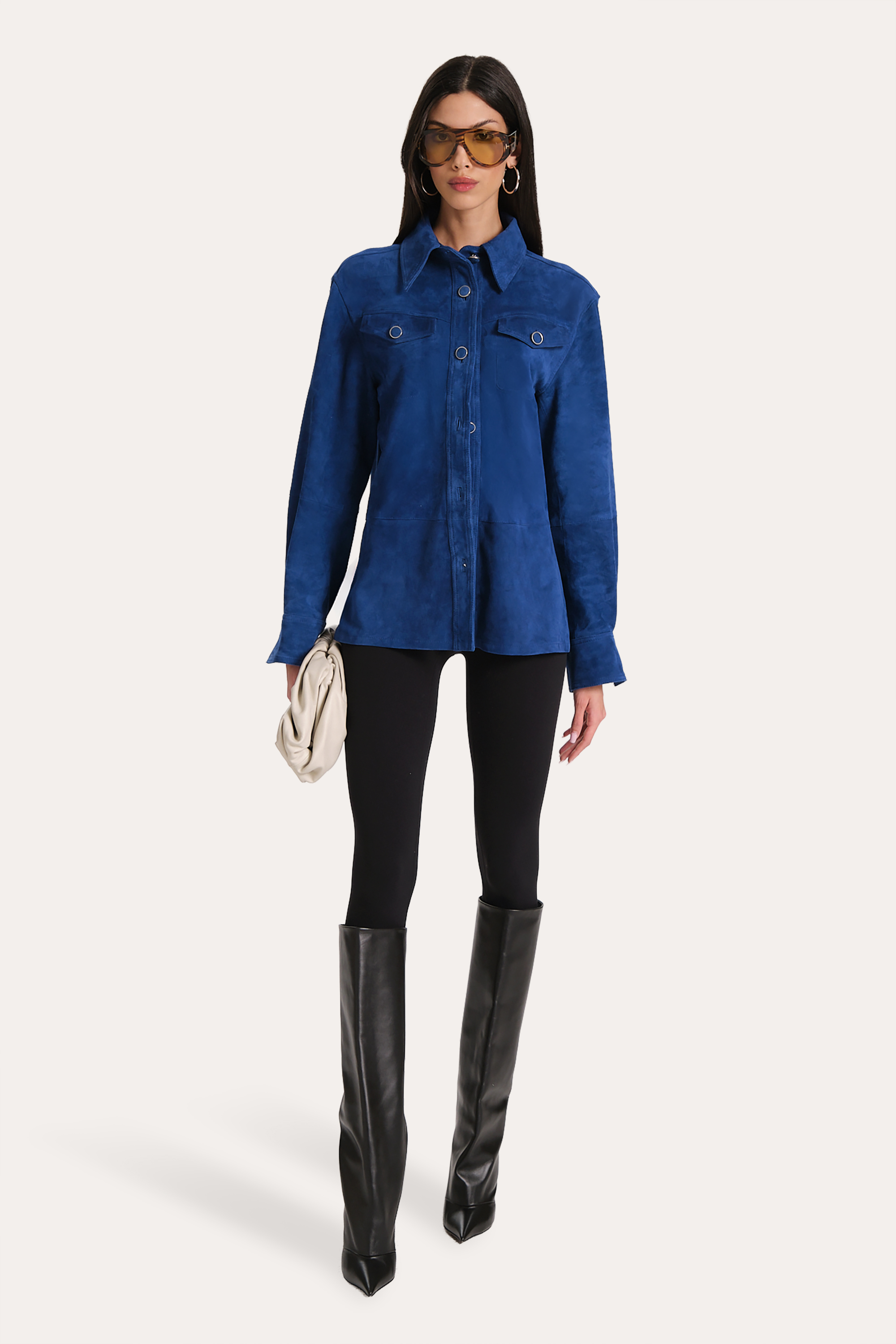 Elie Tahari Althea Shacket kurtka zamsz azure