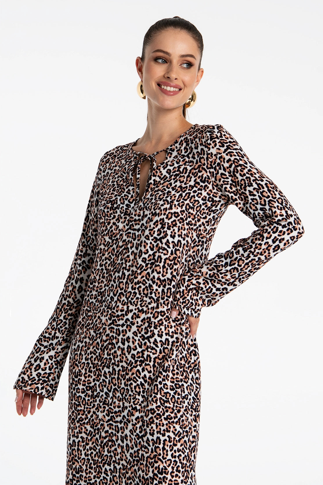 Nudyess Pontos sukienka maxi Pattern-Brown wiskozowa