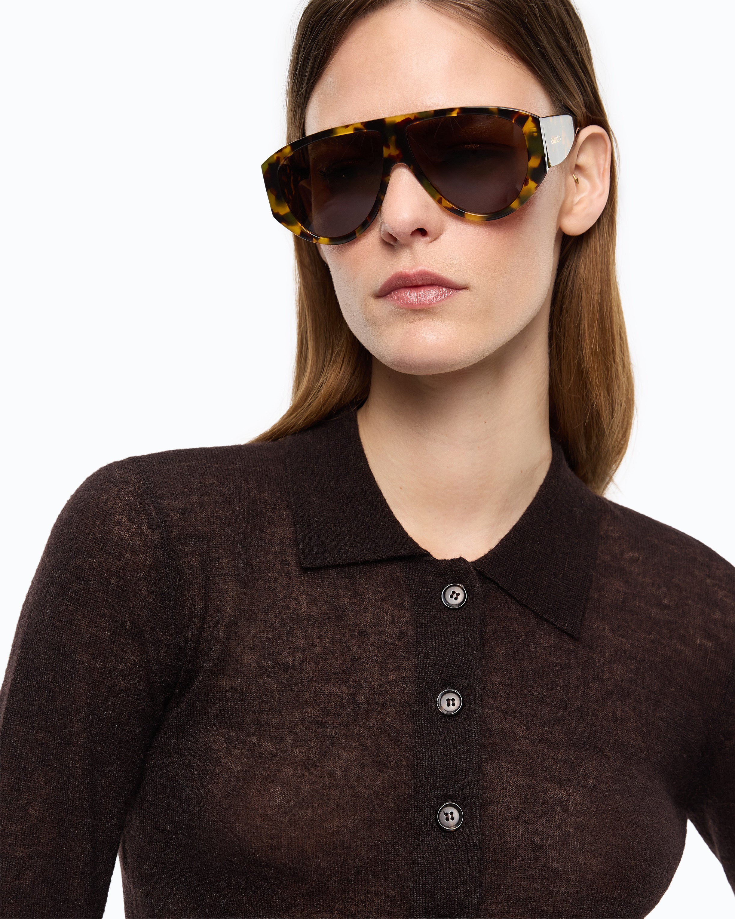 Pinko Madrid Cardigan kardigan krótki brązowy