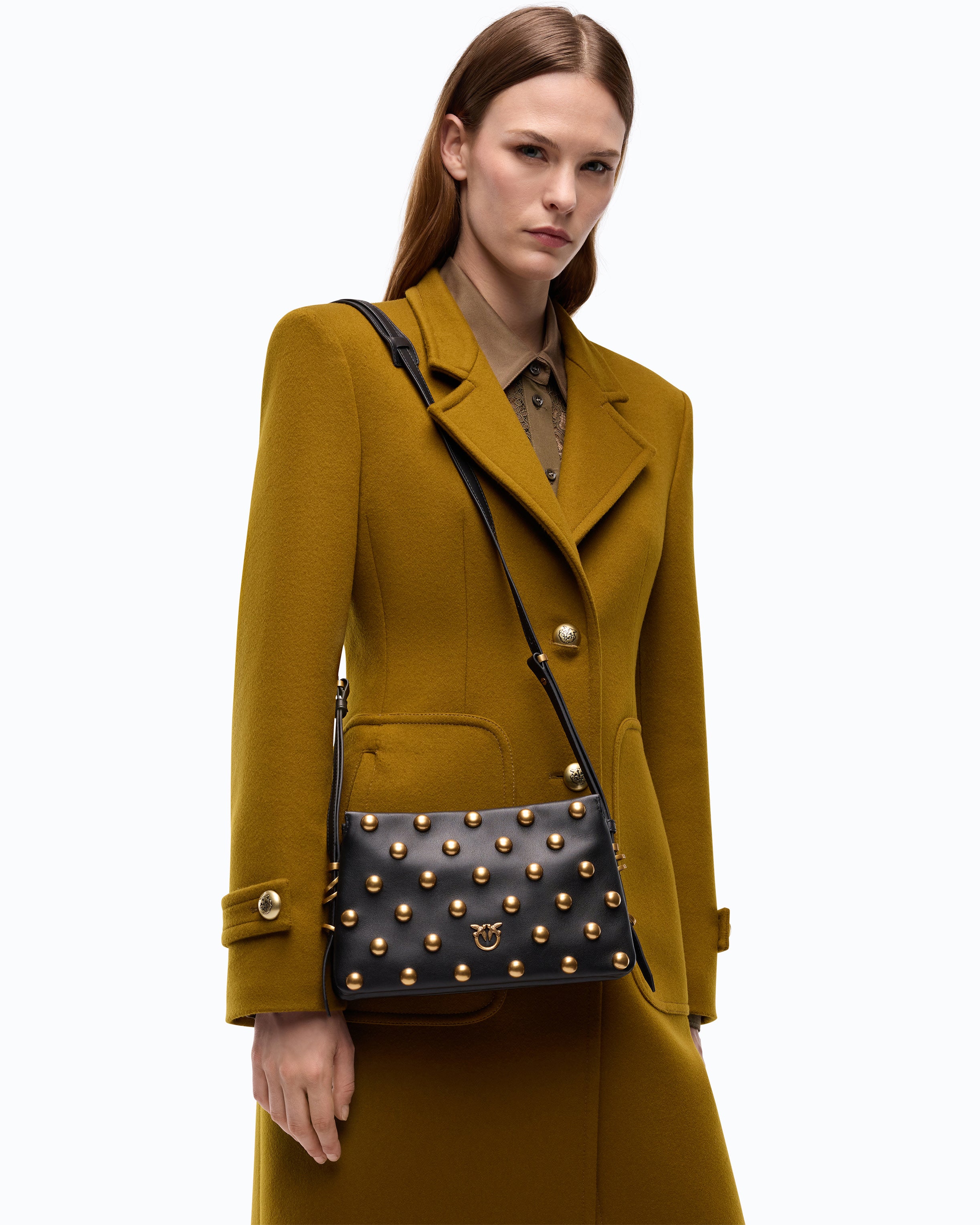 Pinko One Two Three Bag torebka mini czarna z ćwiekami