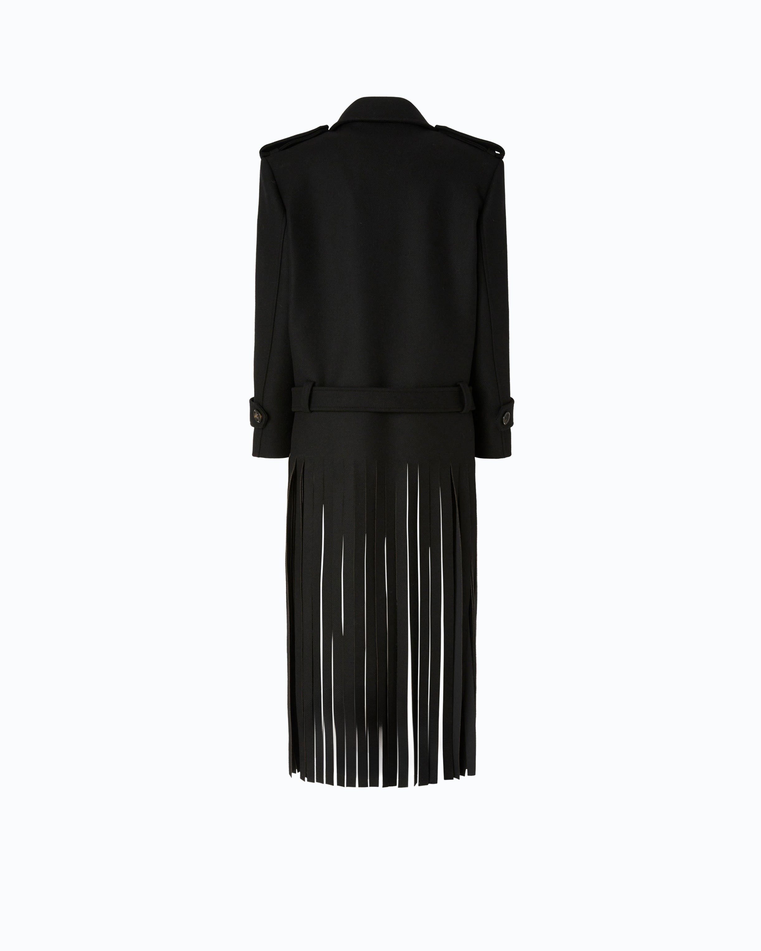 Pinko Testarossa Coat płaszcz czarny z frędzlami