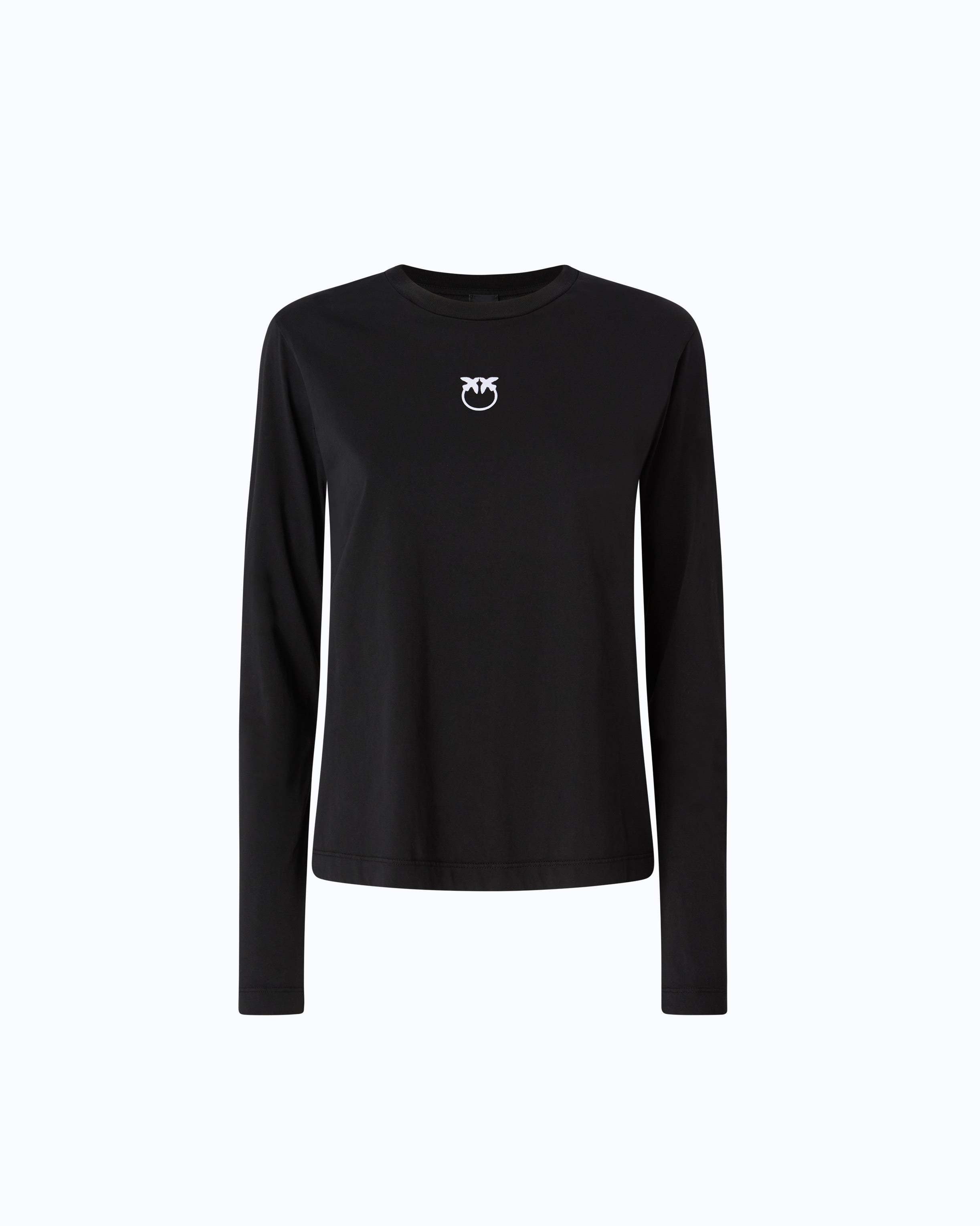 Pinko Toblino T-shirt bawełniany czarny flokowany
