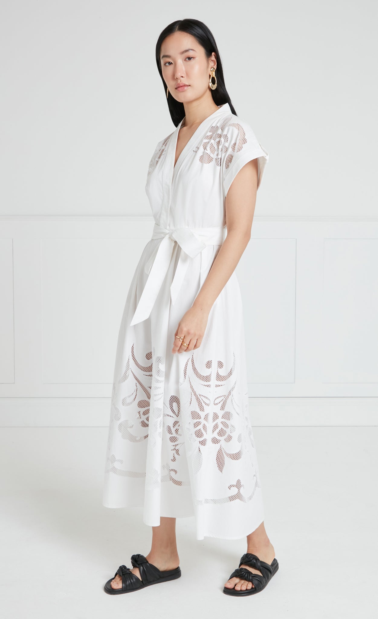 Temperley London Nelle Dress sukienka biała midi haft