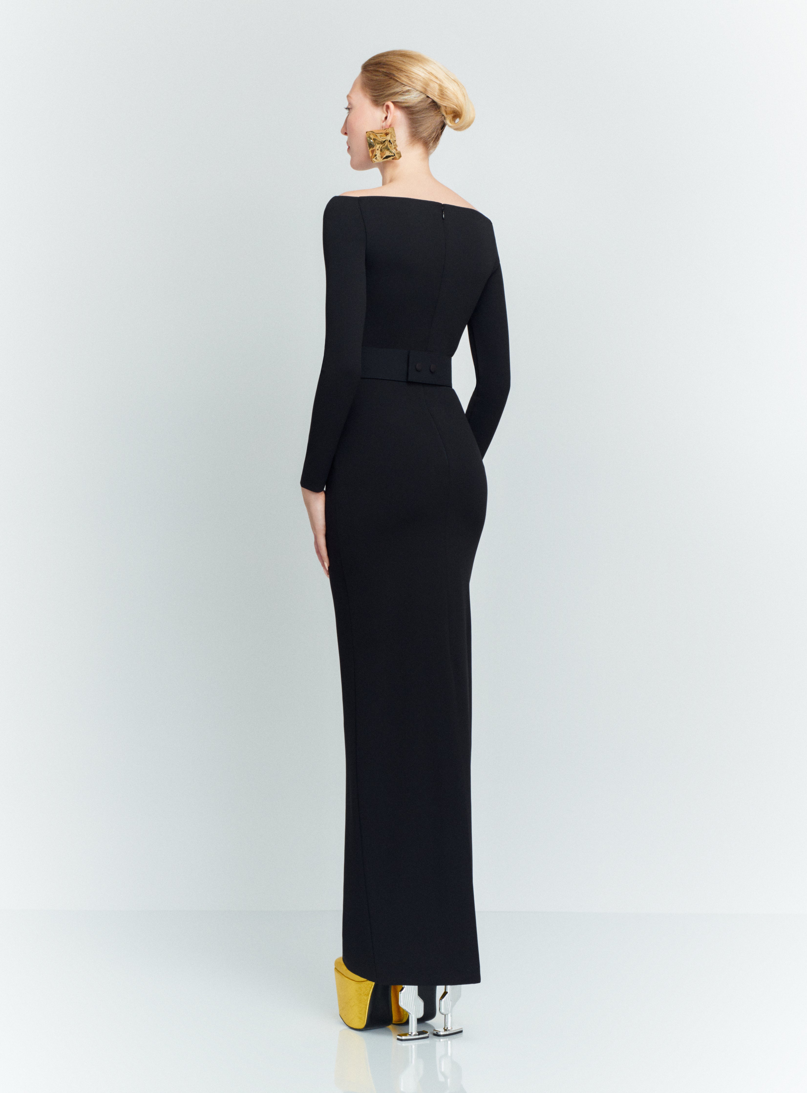 Solace London Sabina Maxi Dress sukienka czarna odkryte ramiona