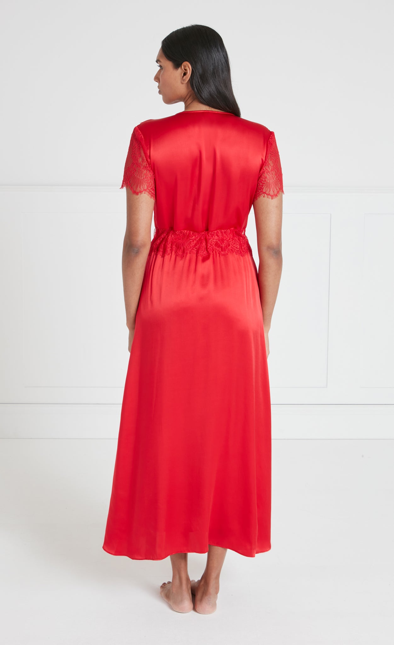 Temperley London Gaia szlafrok czerwony jedwabny