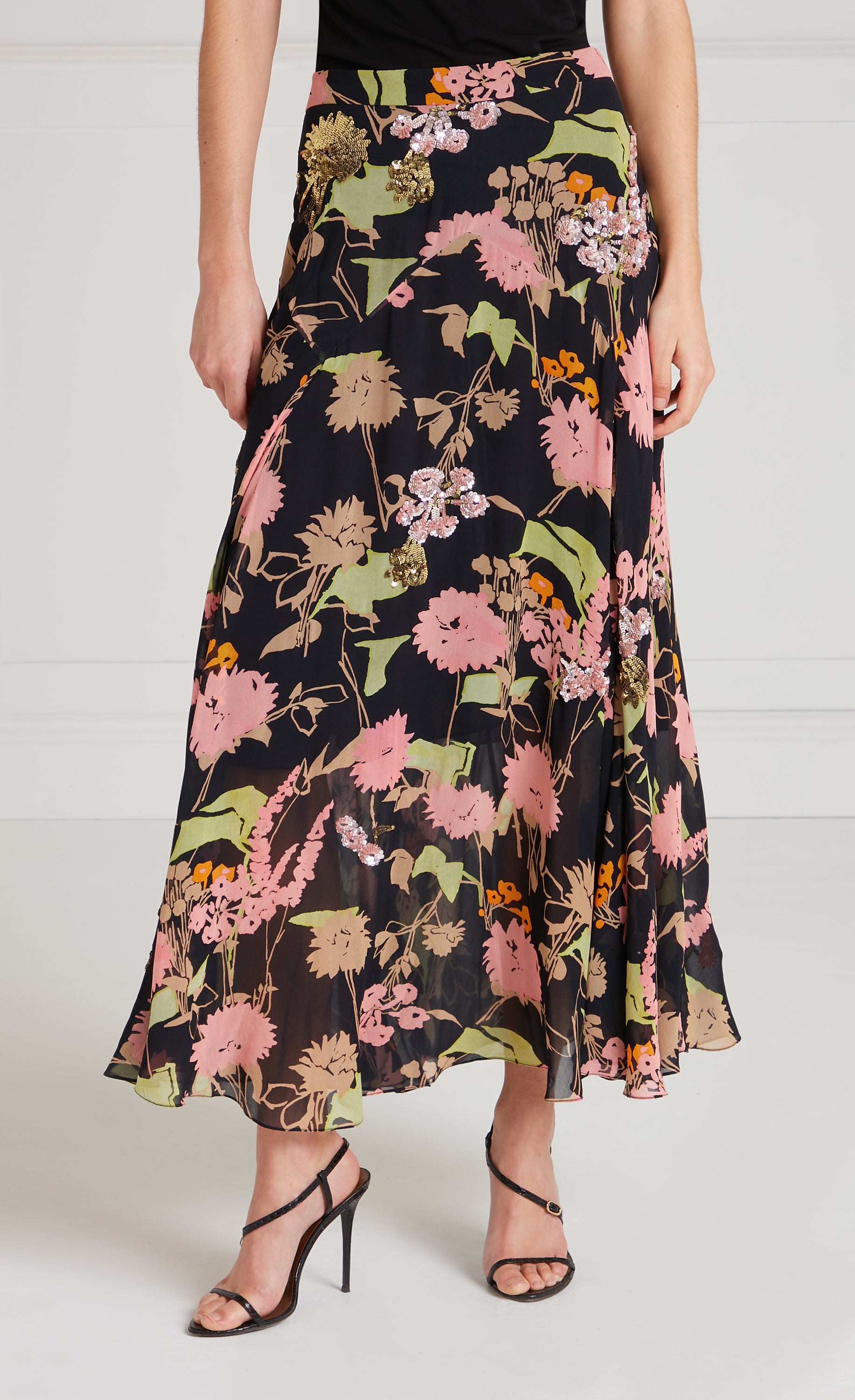 Temperley London Maisie Skirt spódnica midi Black Mix