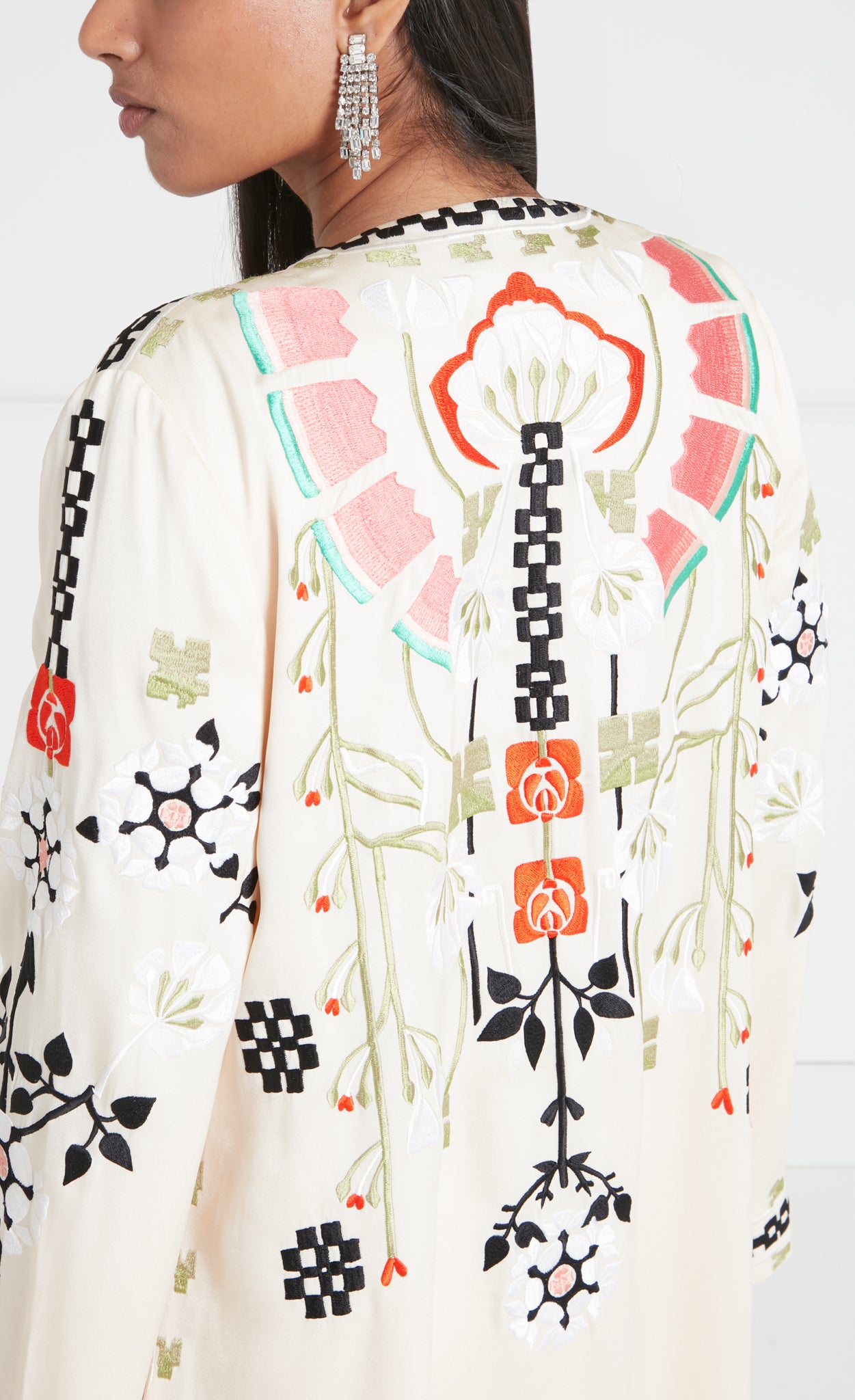 Temperley London Casa płaszcz piaskowy haftowany kimono