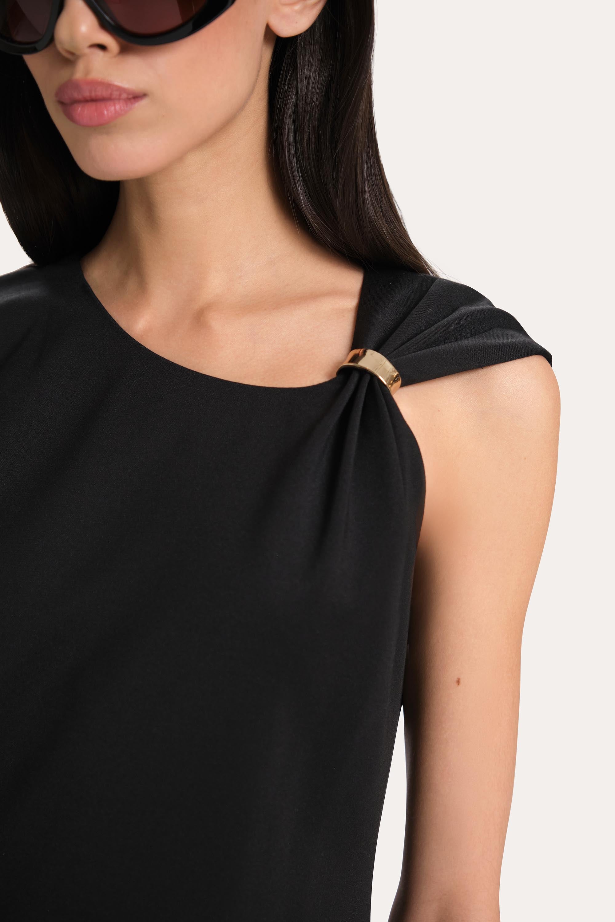 Elie Tahari Gilded Knit Dress sukienka czarna ponte