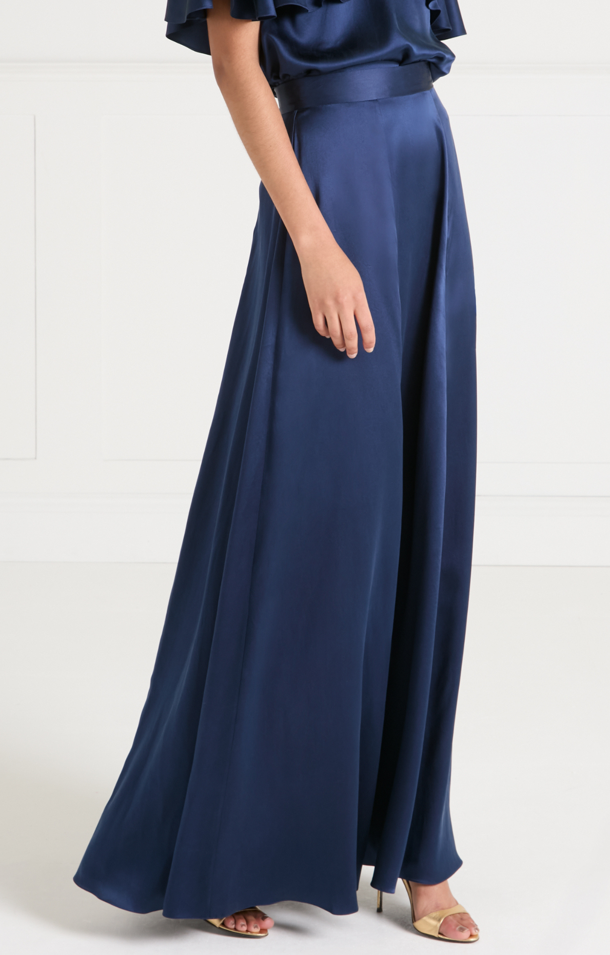 Temperley London Amerie spódnica satynowa szafirowa