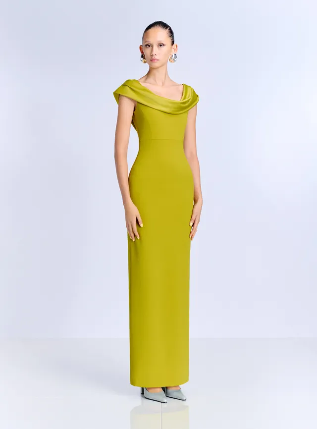 Solace London Adele Maxi sukienka chartreuse bez ramiączek