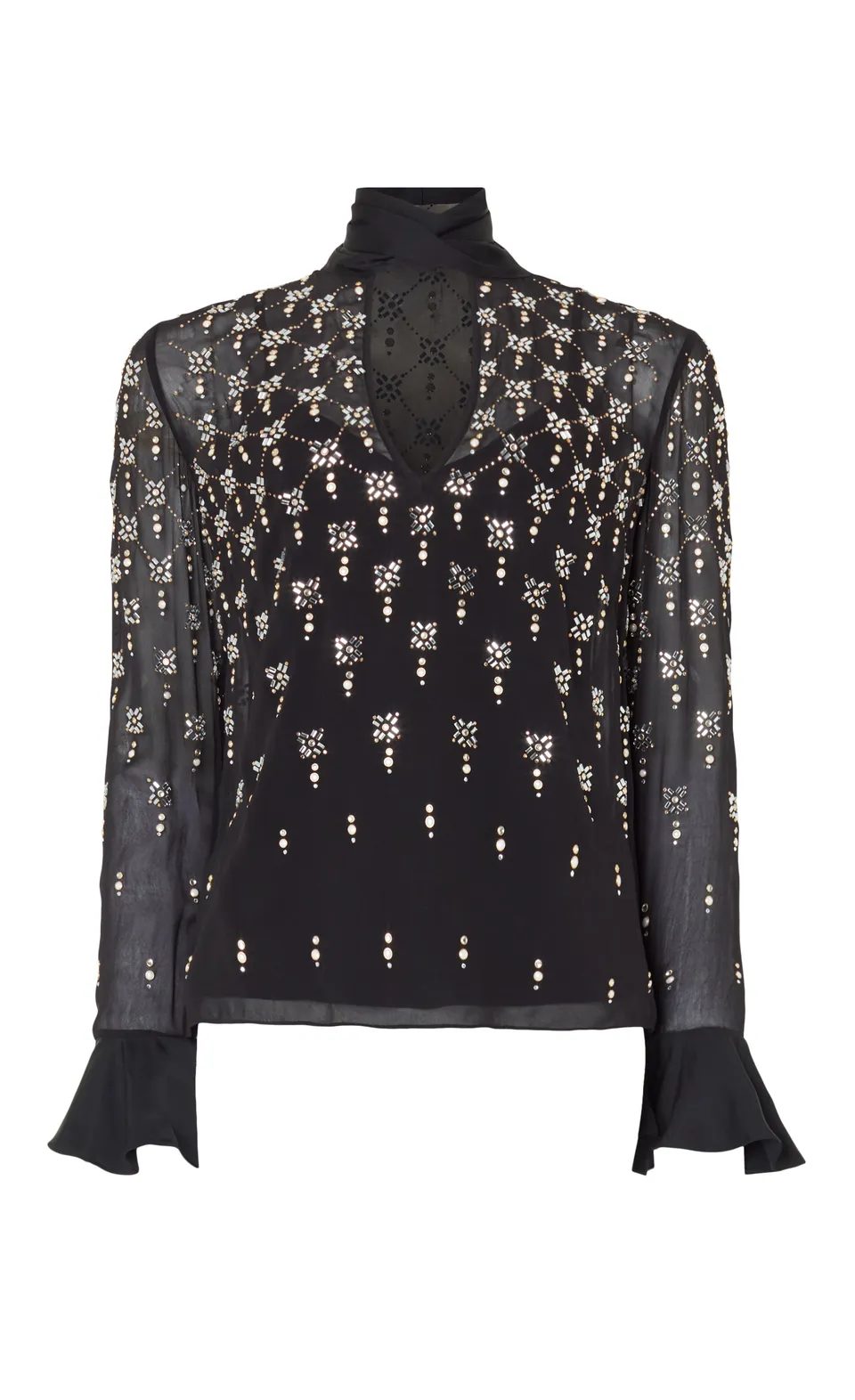 Temperley London Gallantry Blouse bluzka czarna z perełkami