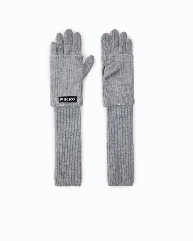 Pinko Gardenia Glove rękawiczki cekinowe szare