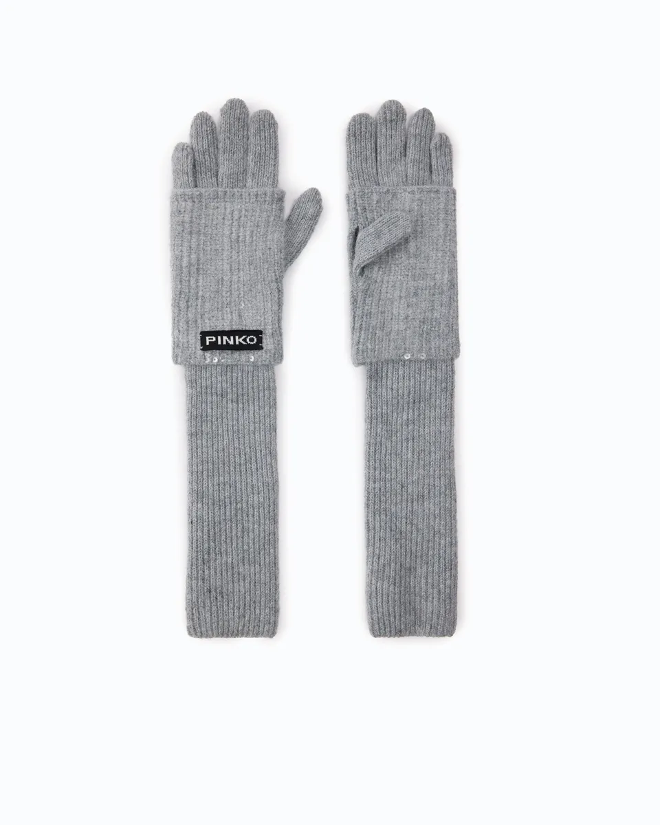 Pinko Gardenia Glove rękawiczki cekinowe szare