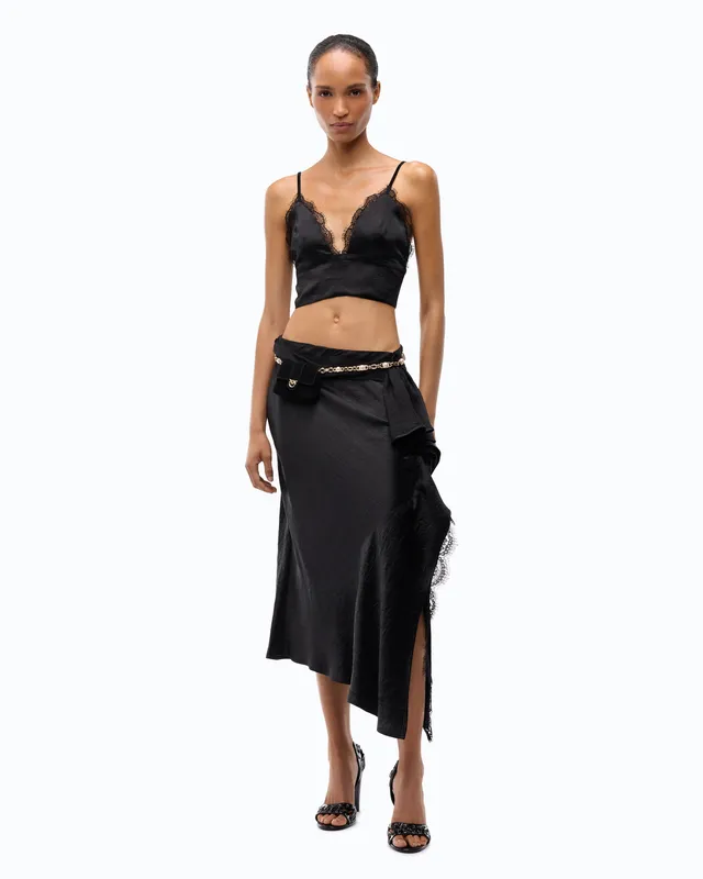 Pinko Lotus Top gorsetowy satynowy czarny