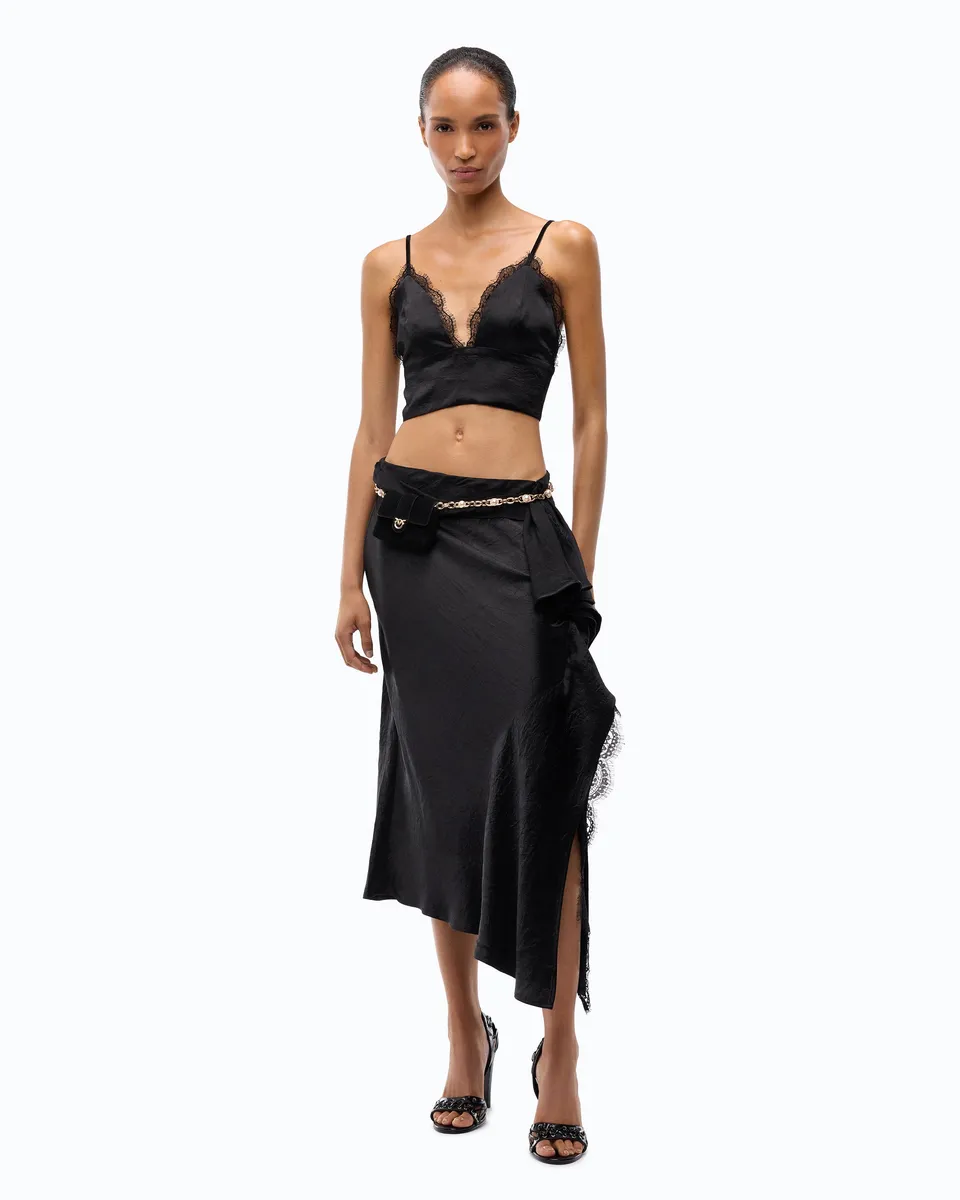 Pinko Lotus Top gorsetowy satynowy czarny