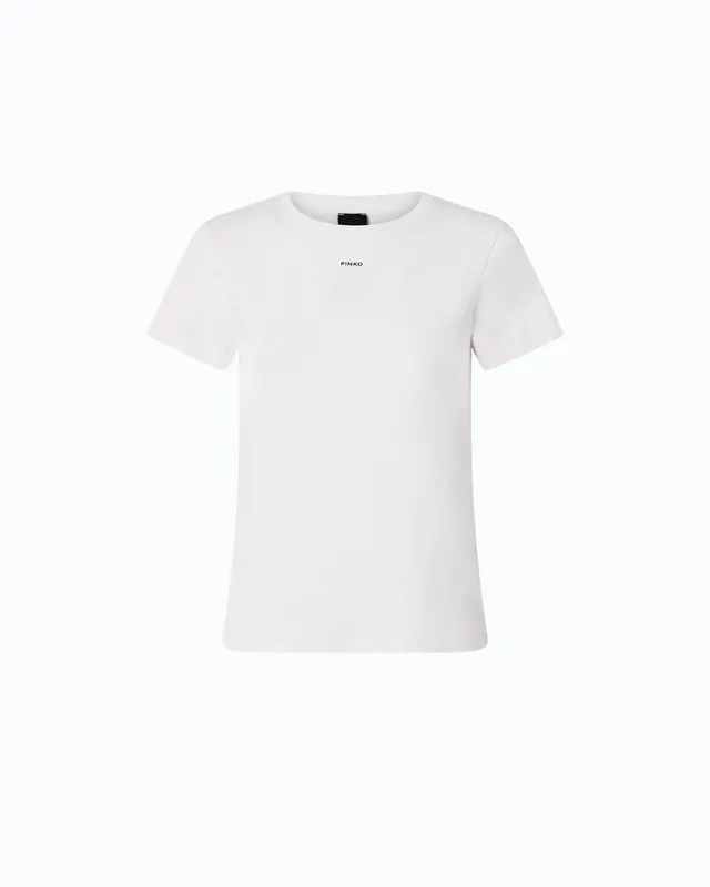 Pinko Basico t-shirt bawełniany z logo biały