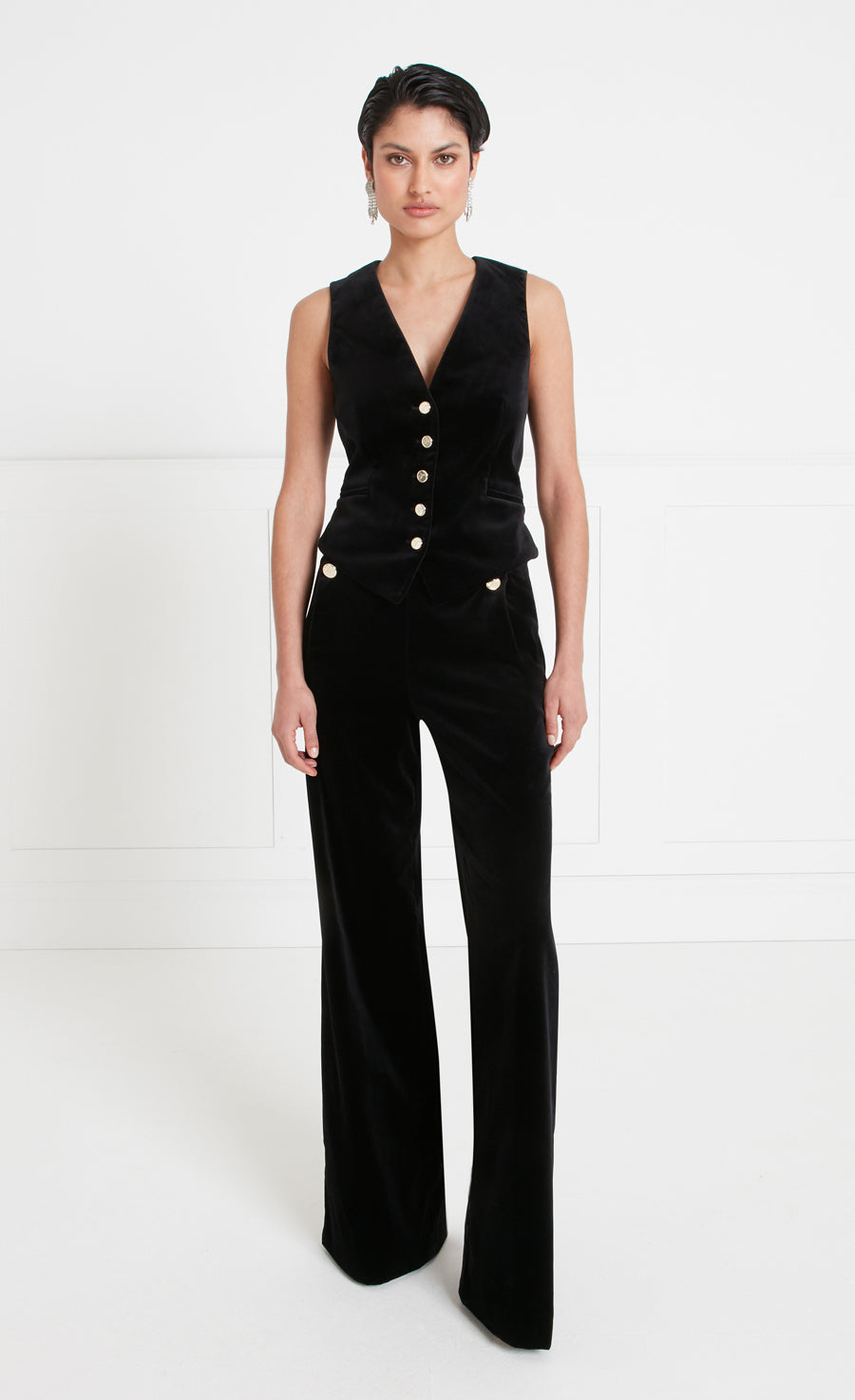 Temperley London Clove spodnie welwetowe czarne welwet