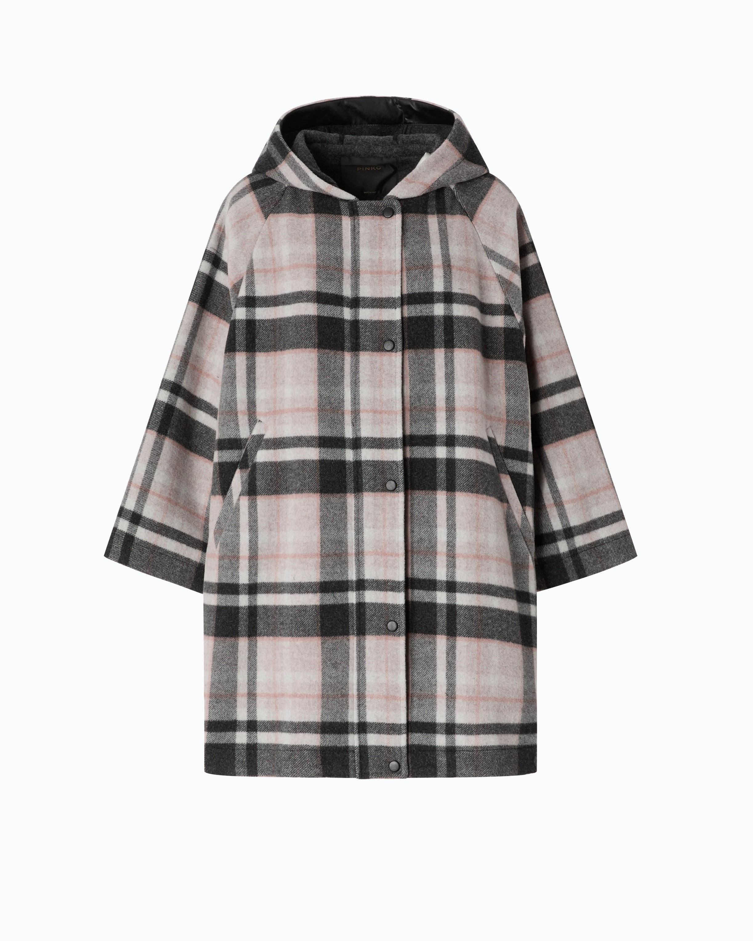 Pinko Musa Cape peleryna wełniana w kratę oversize