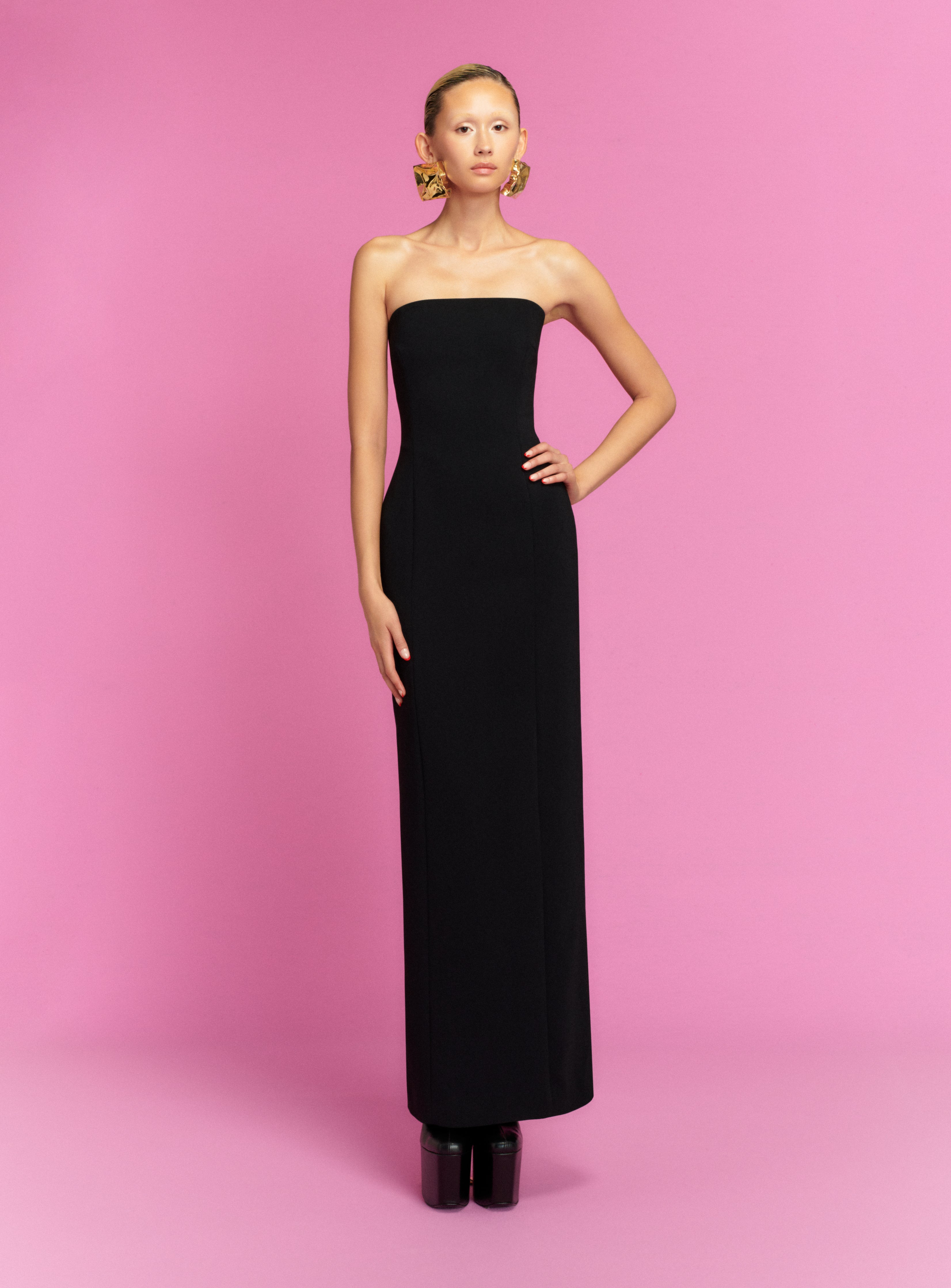 Solace London Anderson sukienka maxi Black strapless