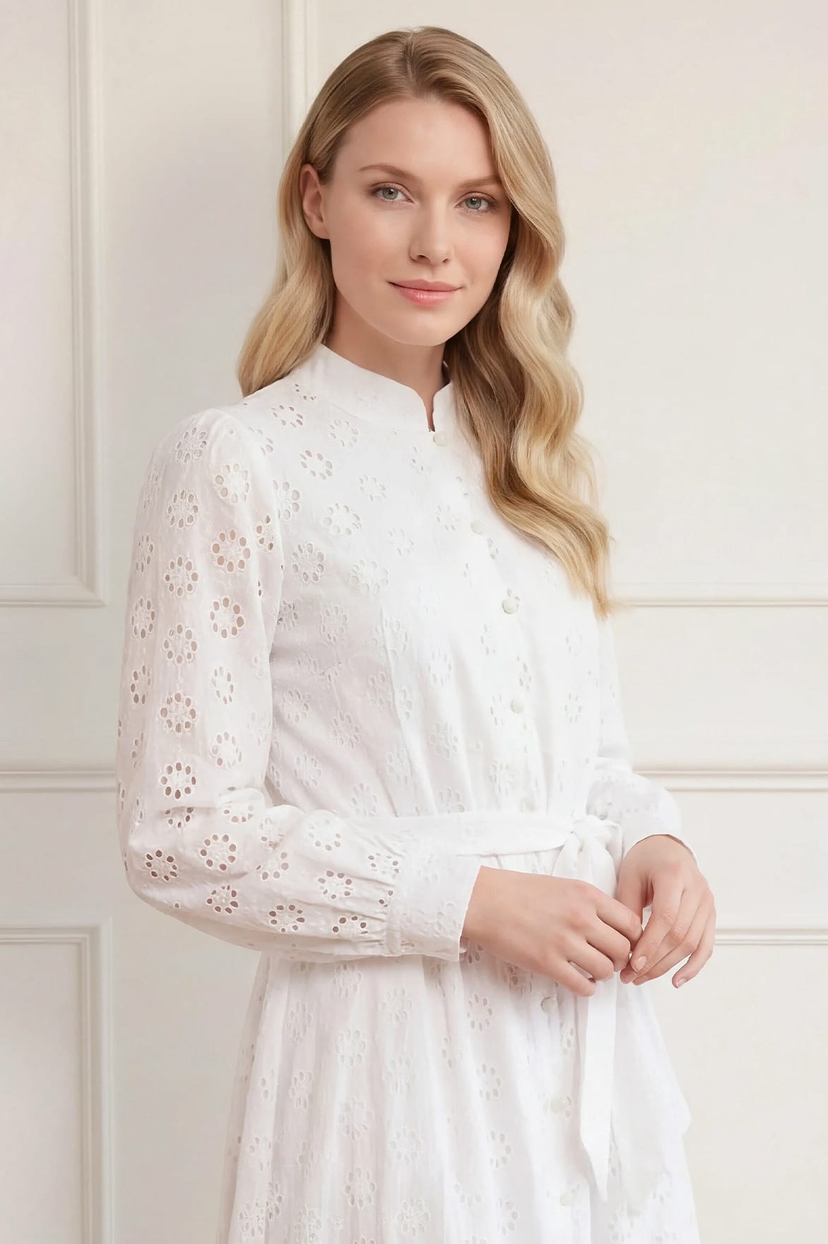 Needle & Thread Romilly sukienka koszulowa White bawełniana