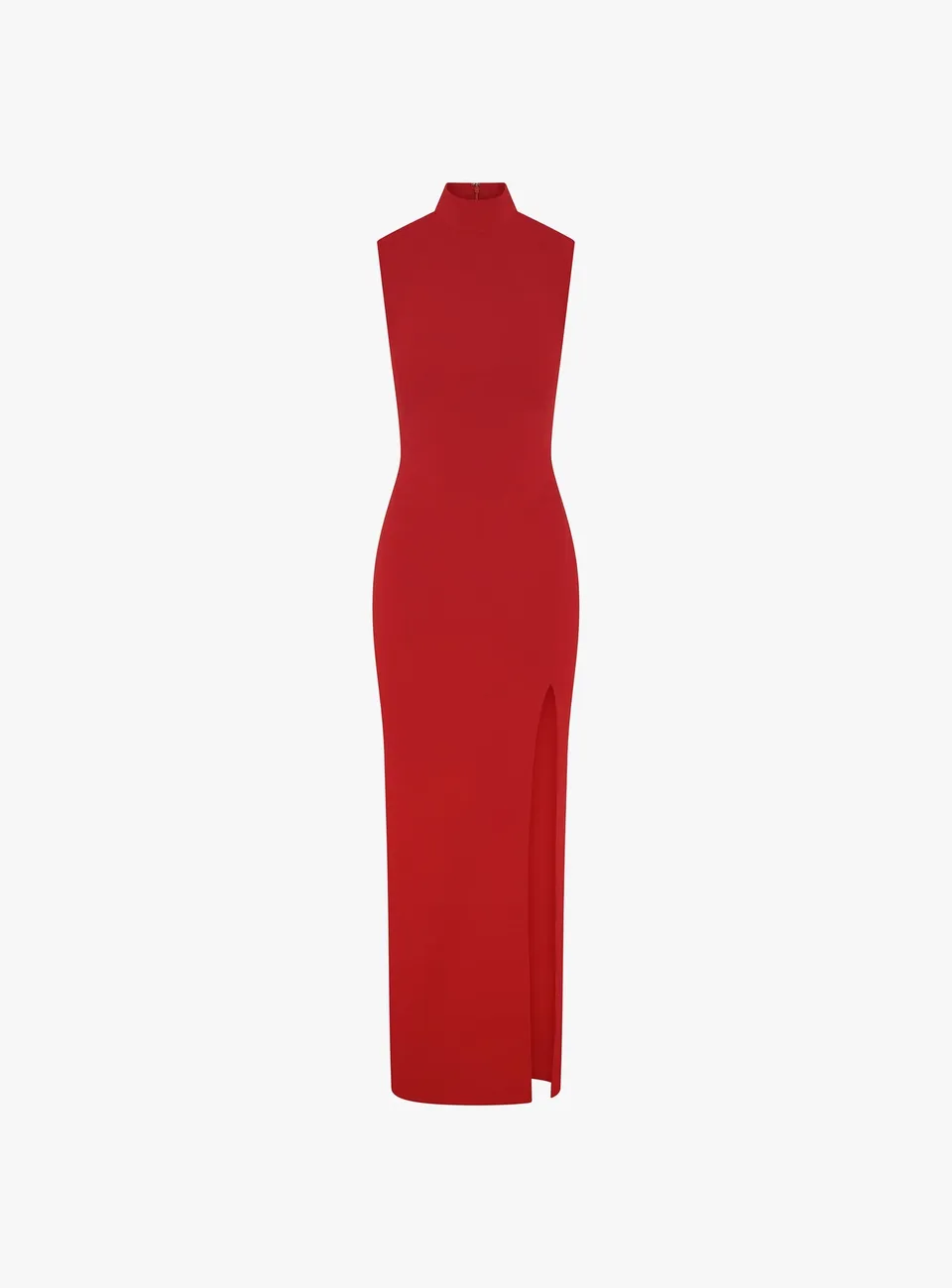 Solace London Nanette sukienka maxi czerwona golf rozcięcie