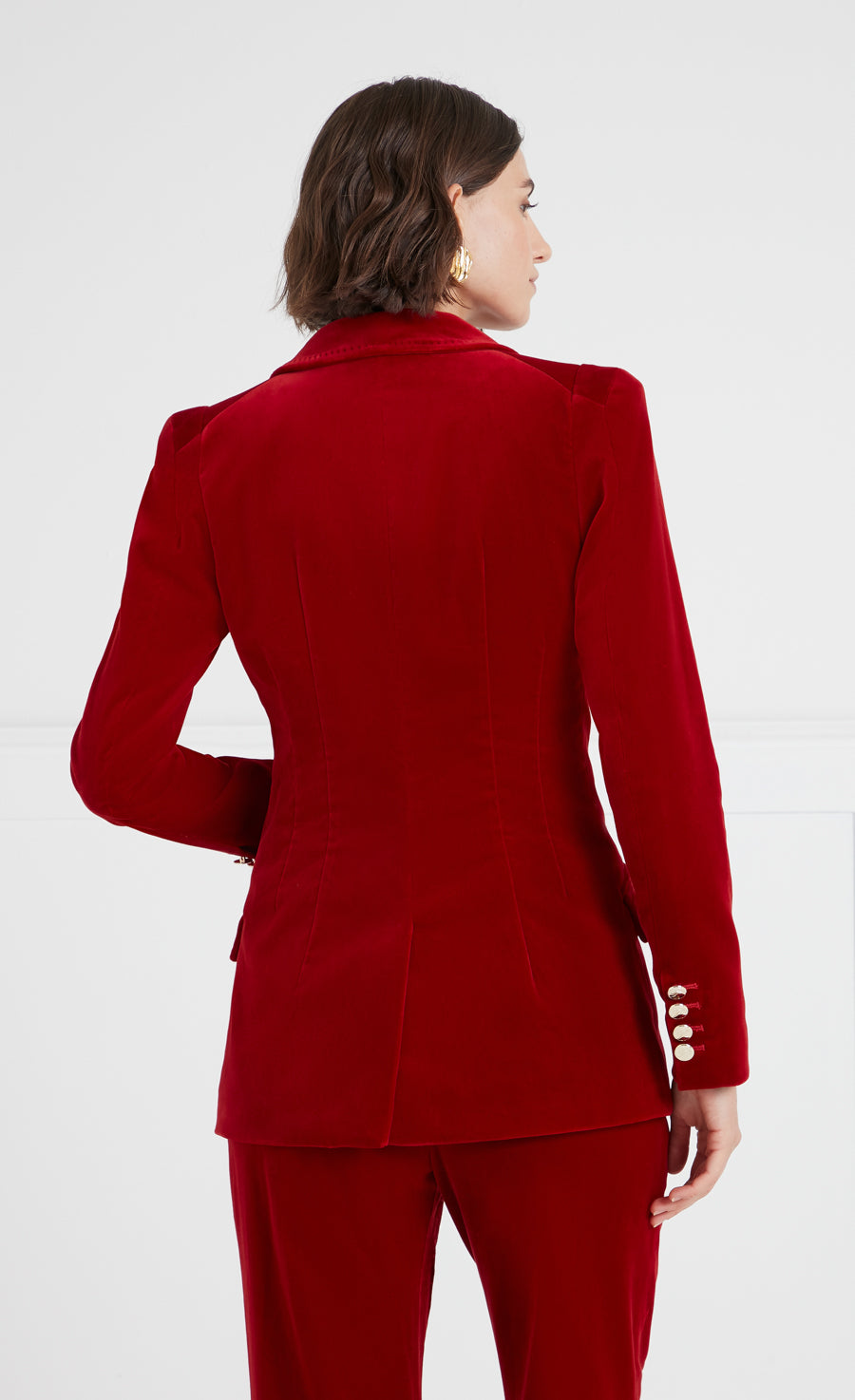 Temperley London Clove Velvet marynarka bordowa 2% elastan