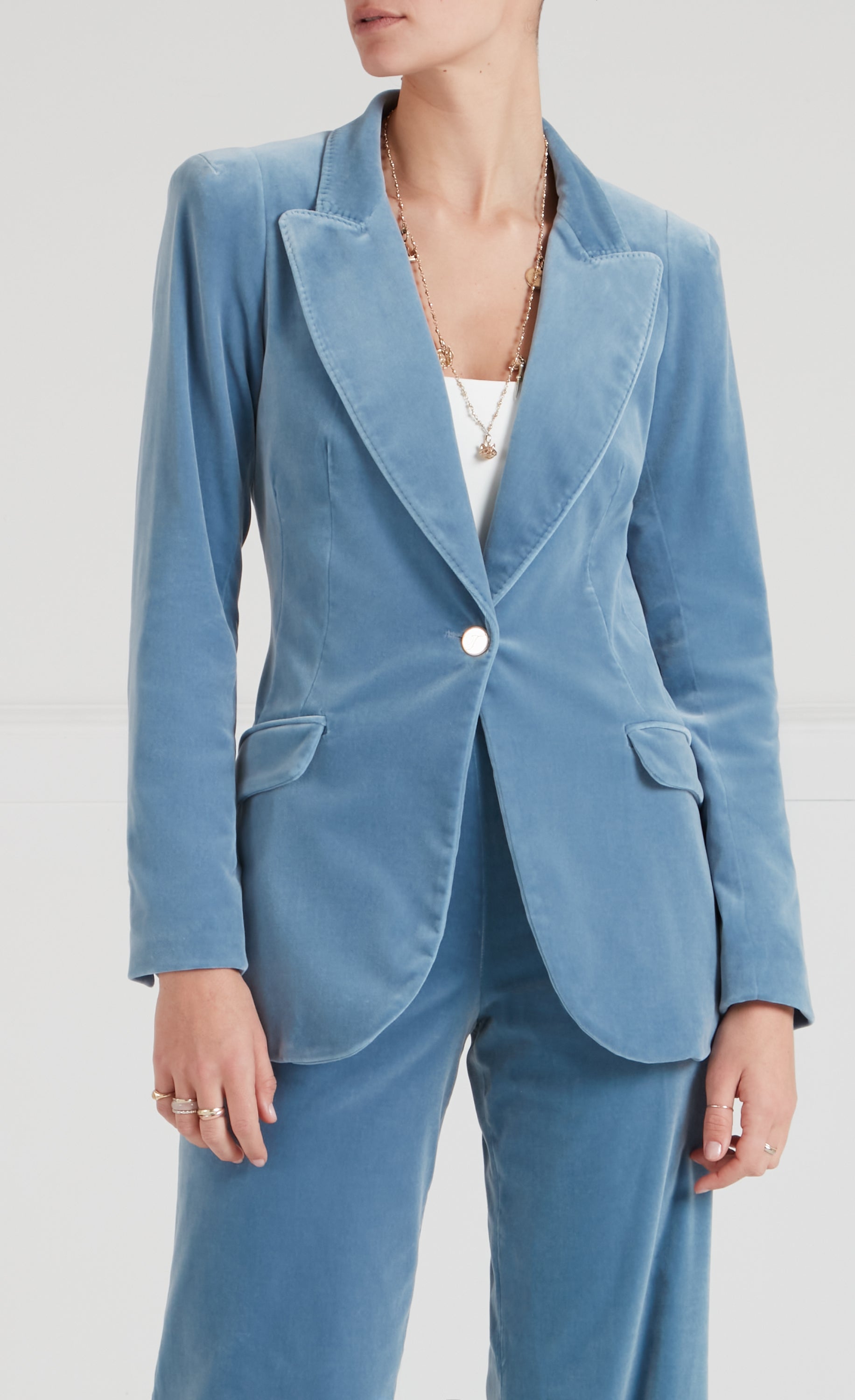 Temperley London Clove Velvet Jacket marynarka Ice Blue