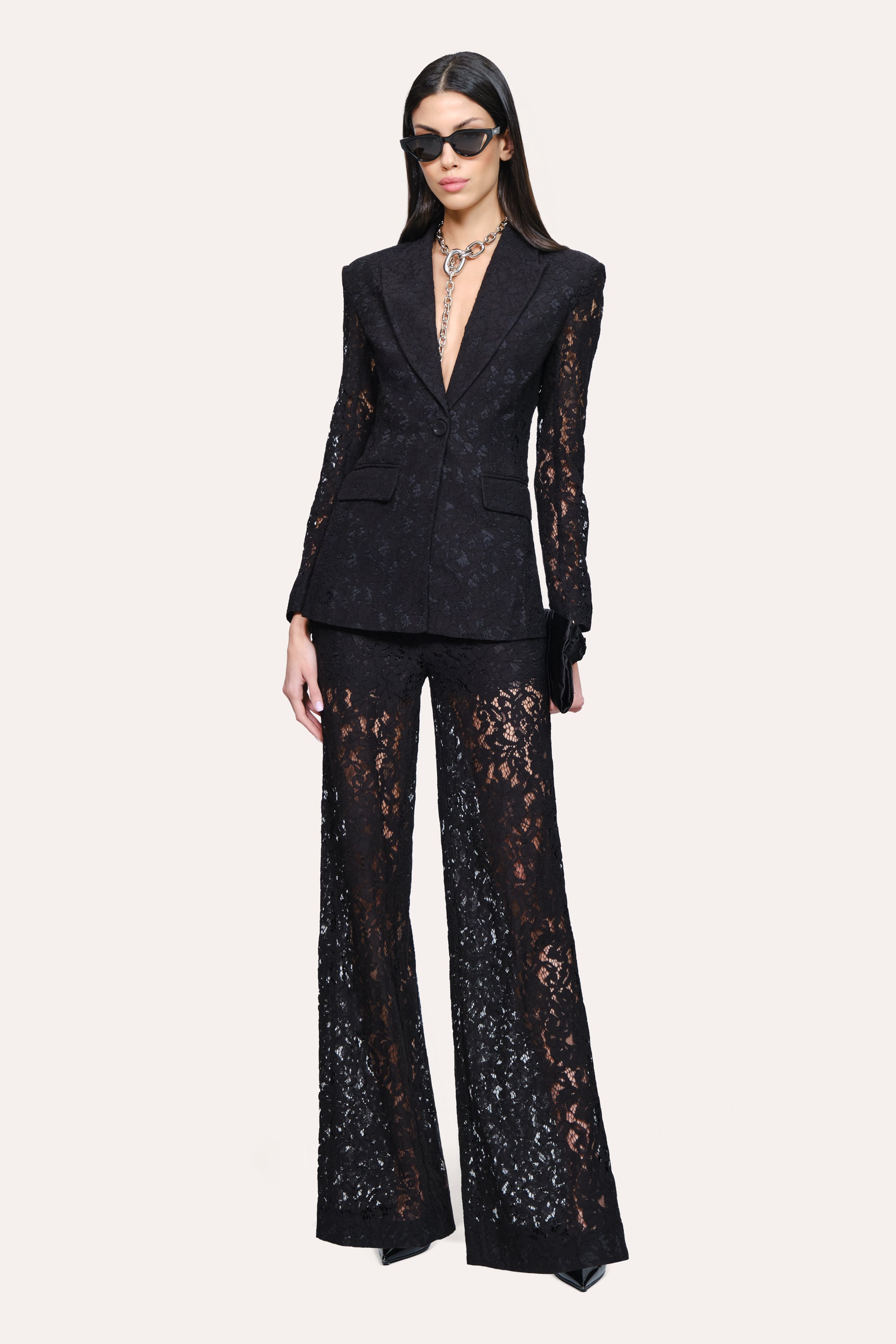 Elie Tahari Fleur Lace Blazer marynarka czarna koronka