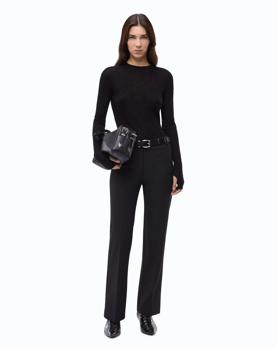 Pinko Muggito Sweater sweter czarny wełniany półprzezroczysty
