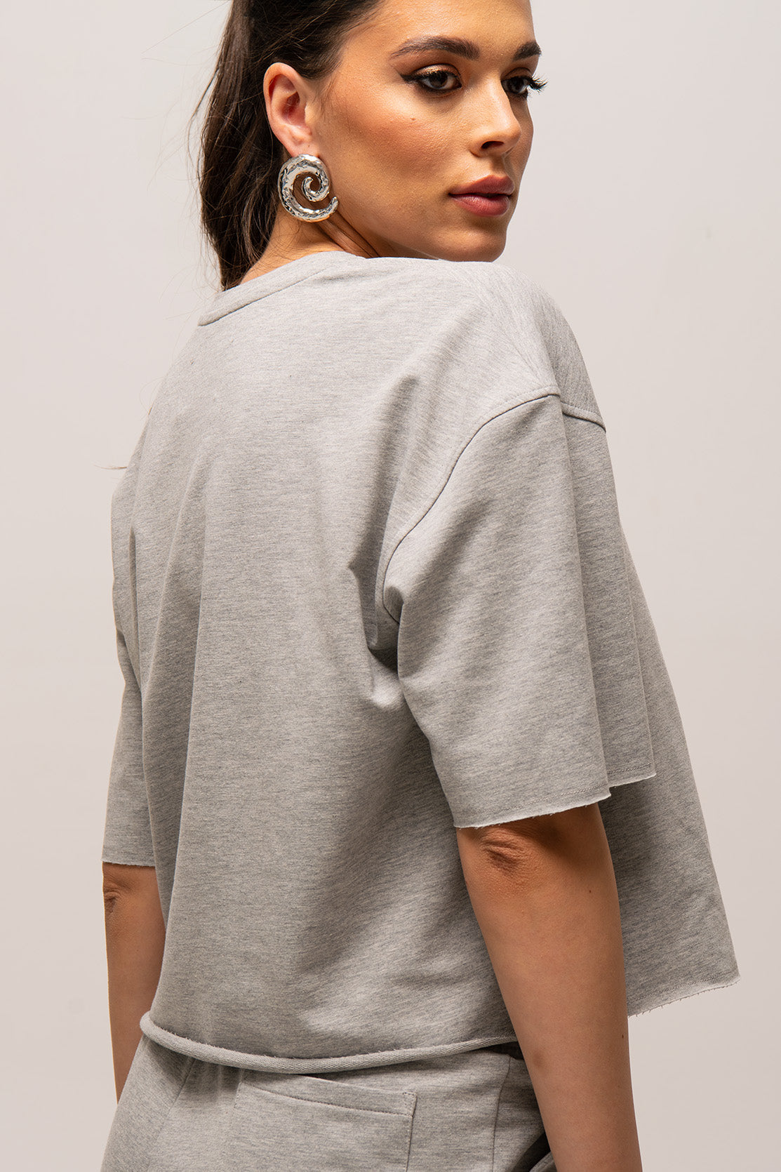 Nudyess Lucy t-shirt bawełniany melange luźny