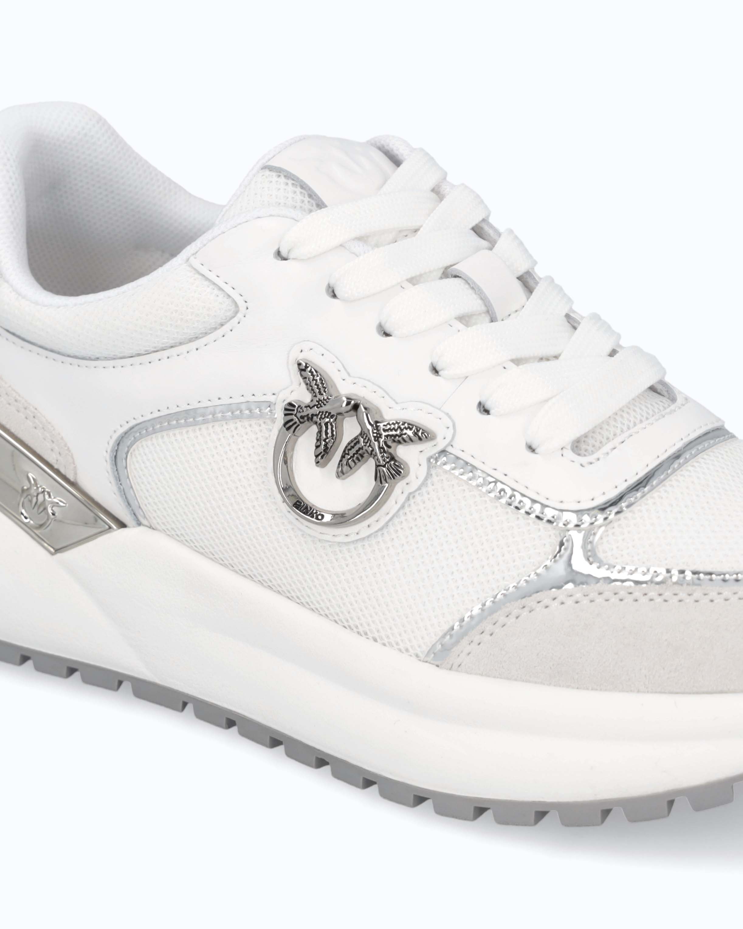 Pinko sneakersy damskie z logo lustrzane skóra ekologiczna
