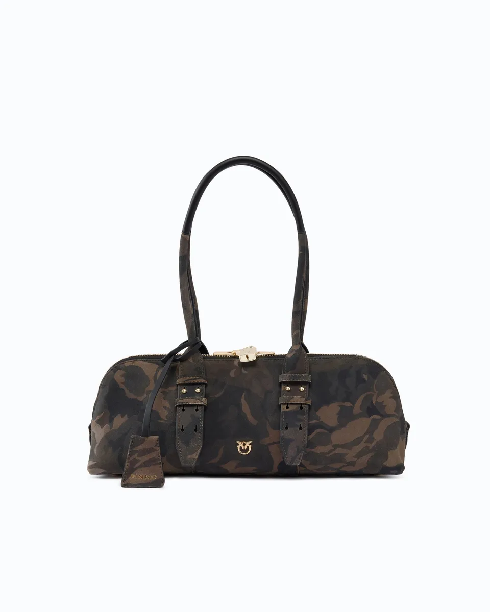 Pinko Escape Bag Horizontal torebka moro zamszowa