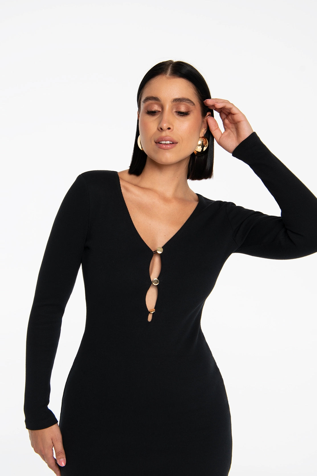 Nudyess Freezing sukienka midi Black rozpinana