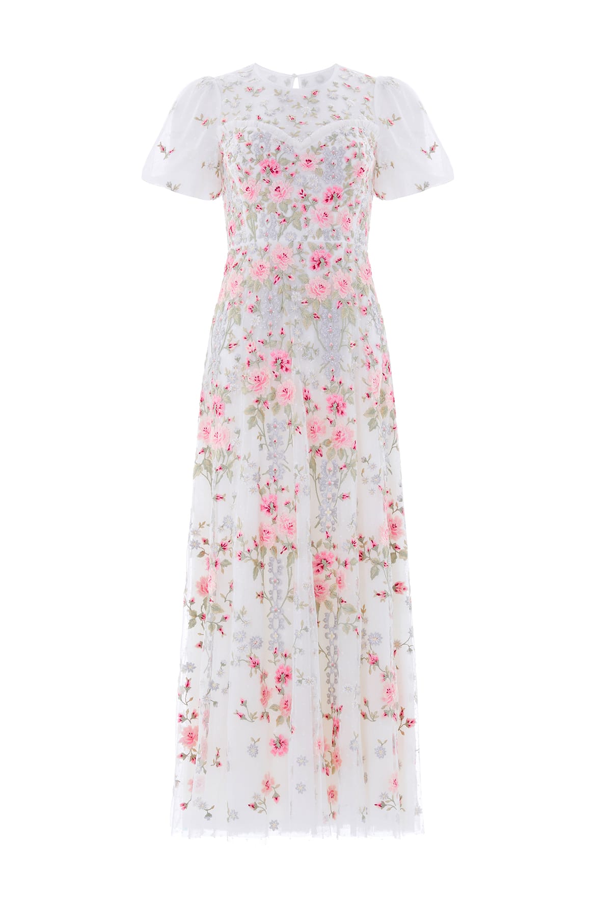 Needle & Thread Garden Rose Ankle Gown sukienka biała haft