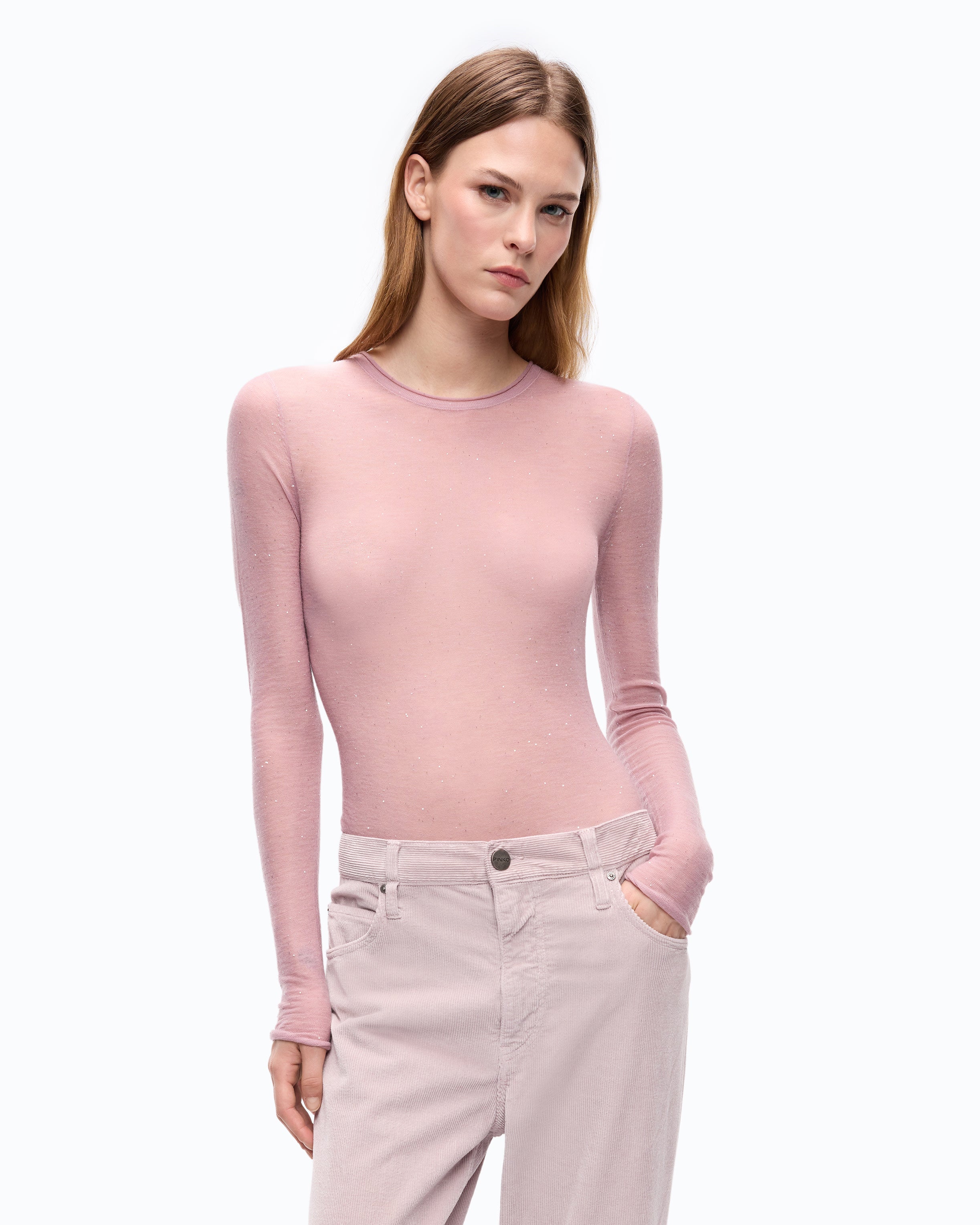 Pinko Pico Sweater sweter różowy cekiny