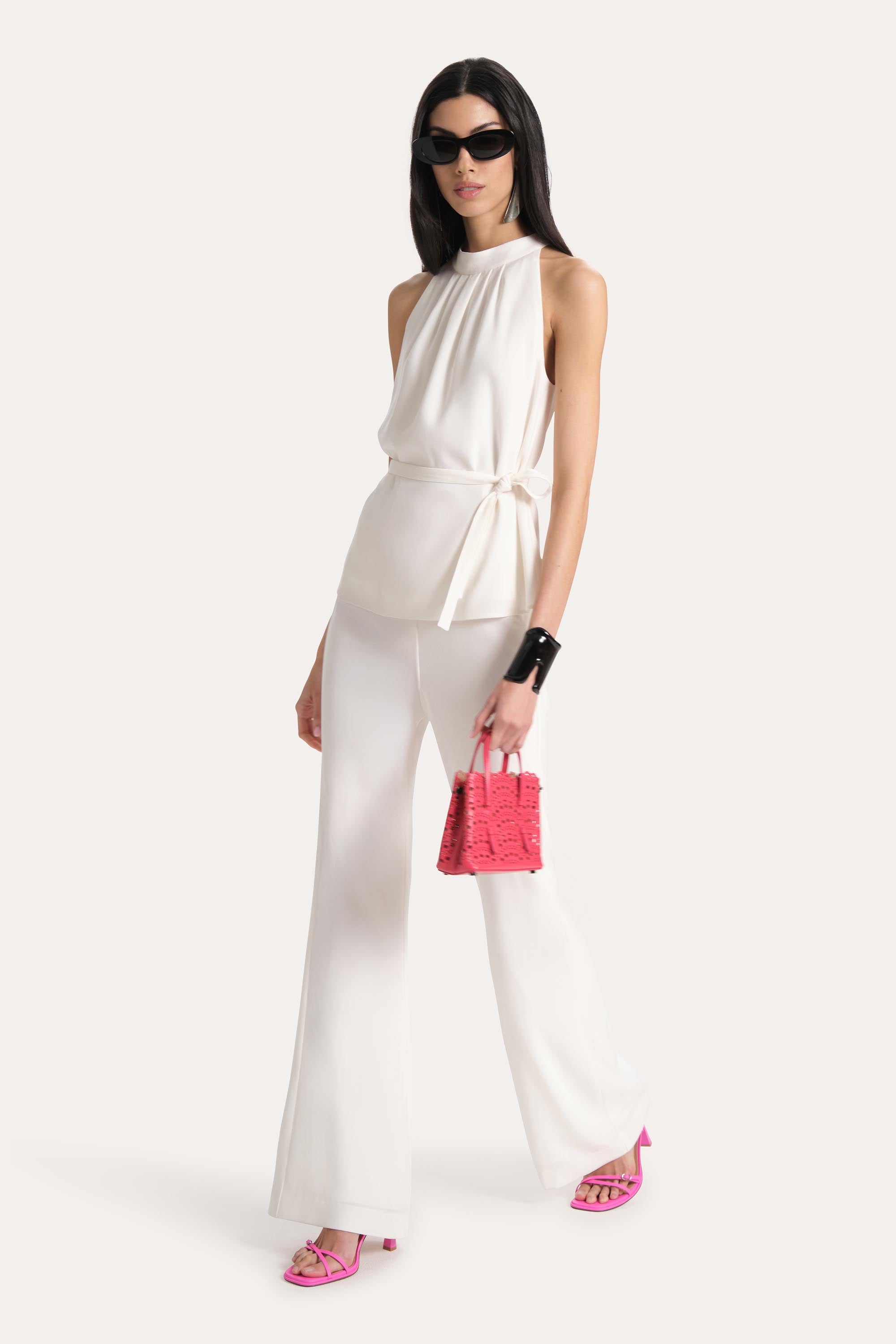 Elie Tahari Amina top halter z krepy pianka