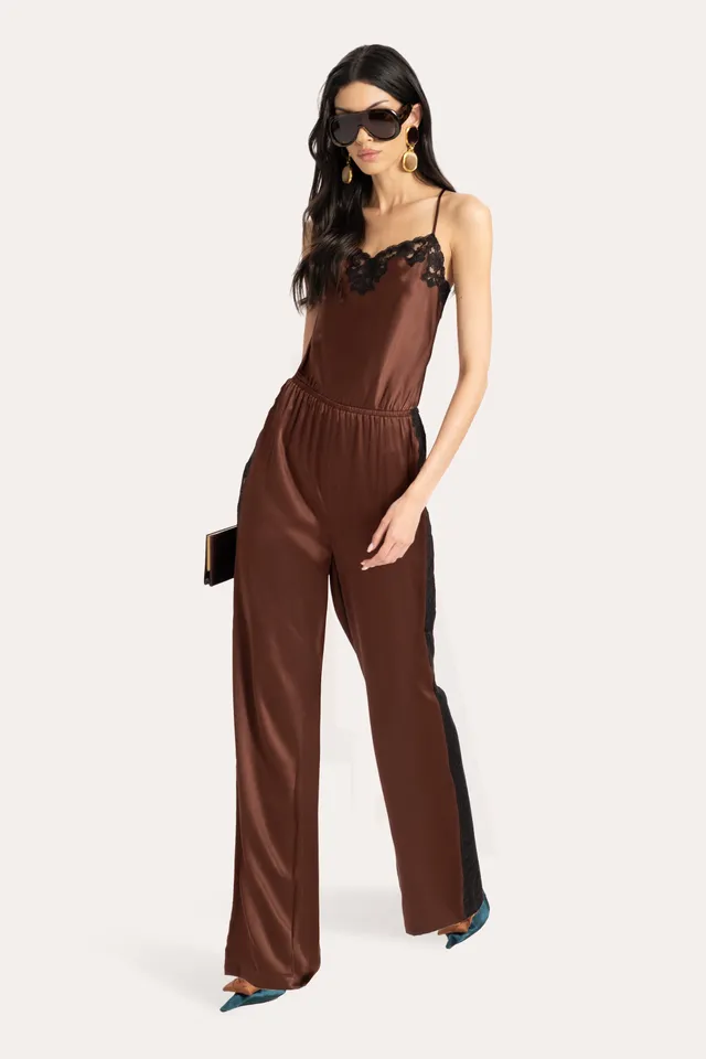 Elie Tahari Cecilia kombinezon jedwabny Bitter Chocolate