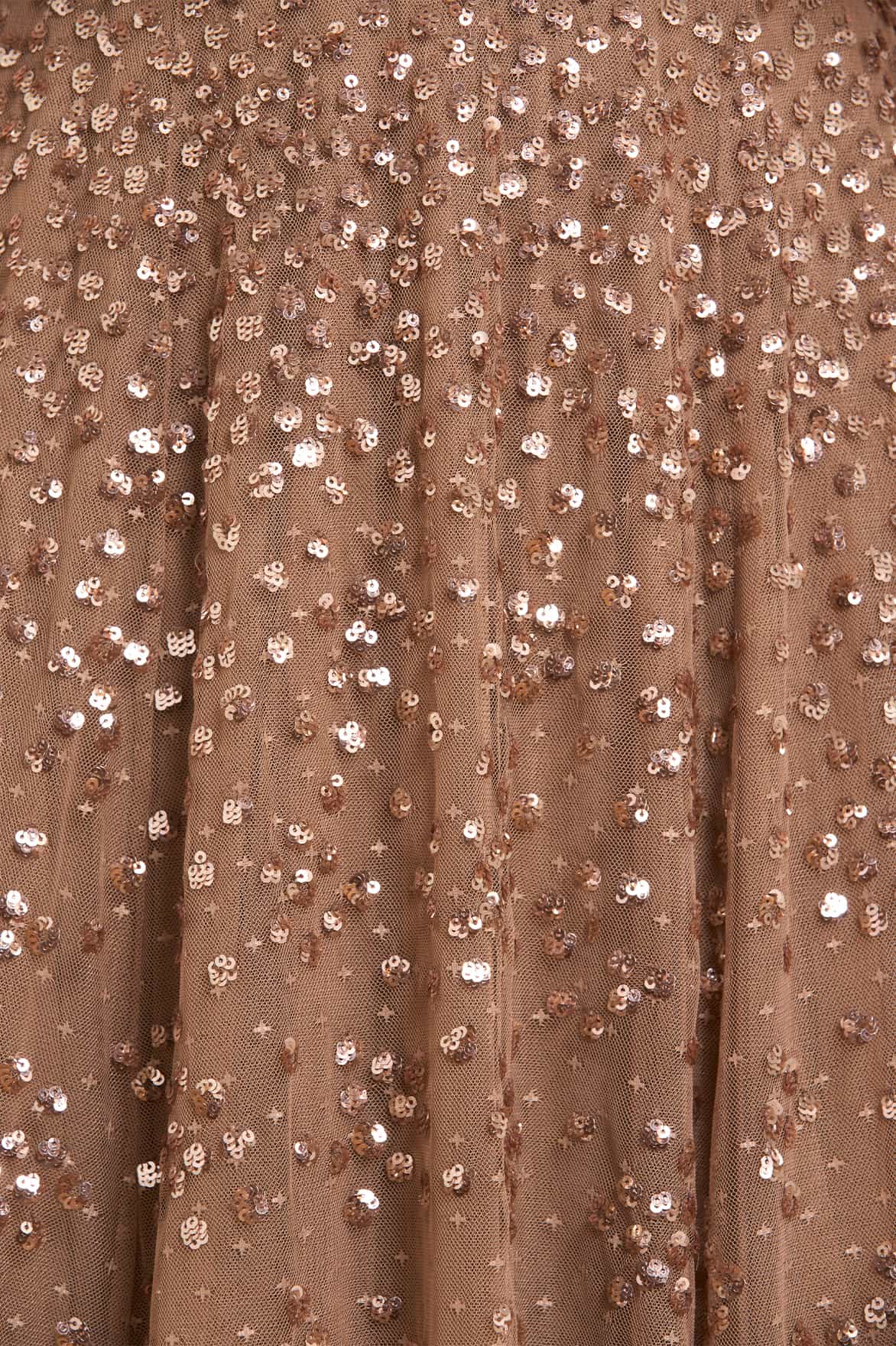 Needle & Thread Leila Dot V-Neck Cape Ankle Gown sukienka brązowa