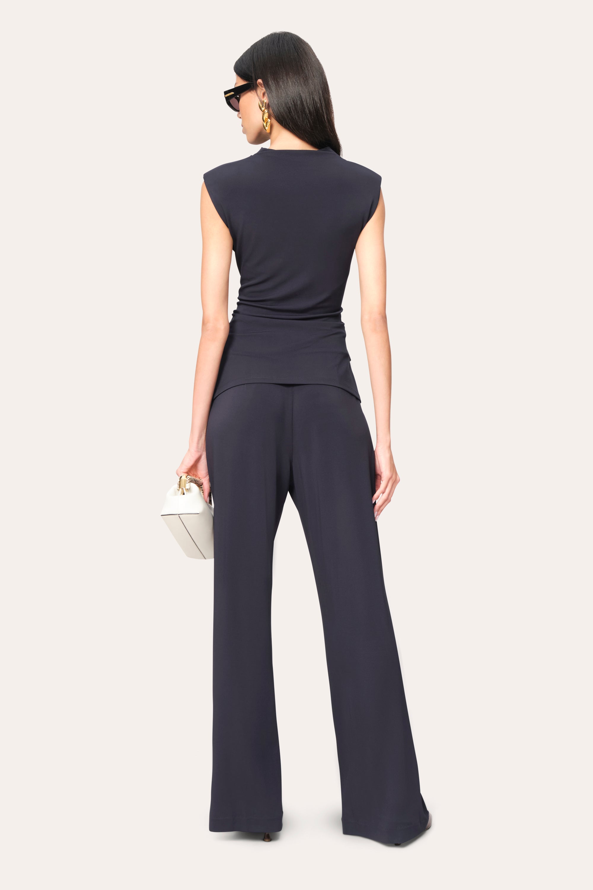 Elie Tahari Matte Jersey E454N205 spodnie indigo matowe
