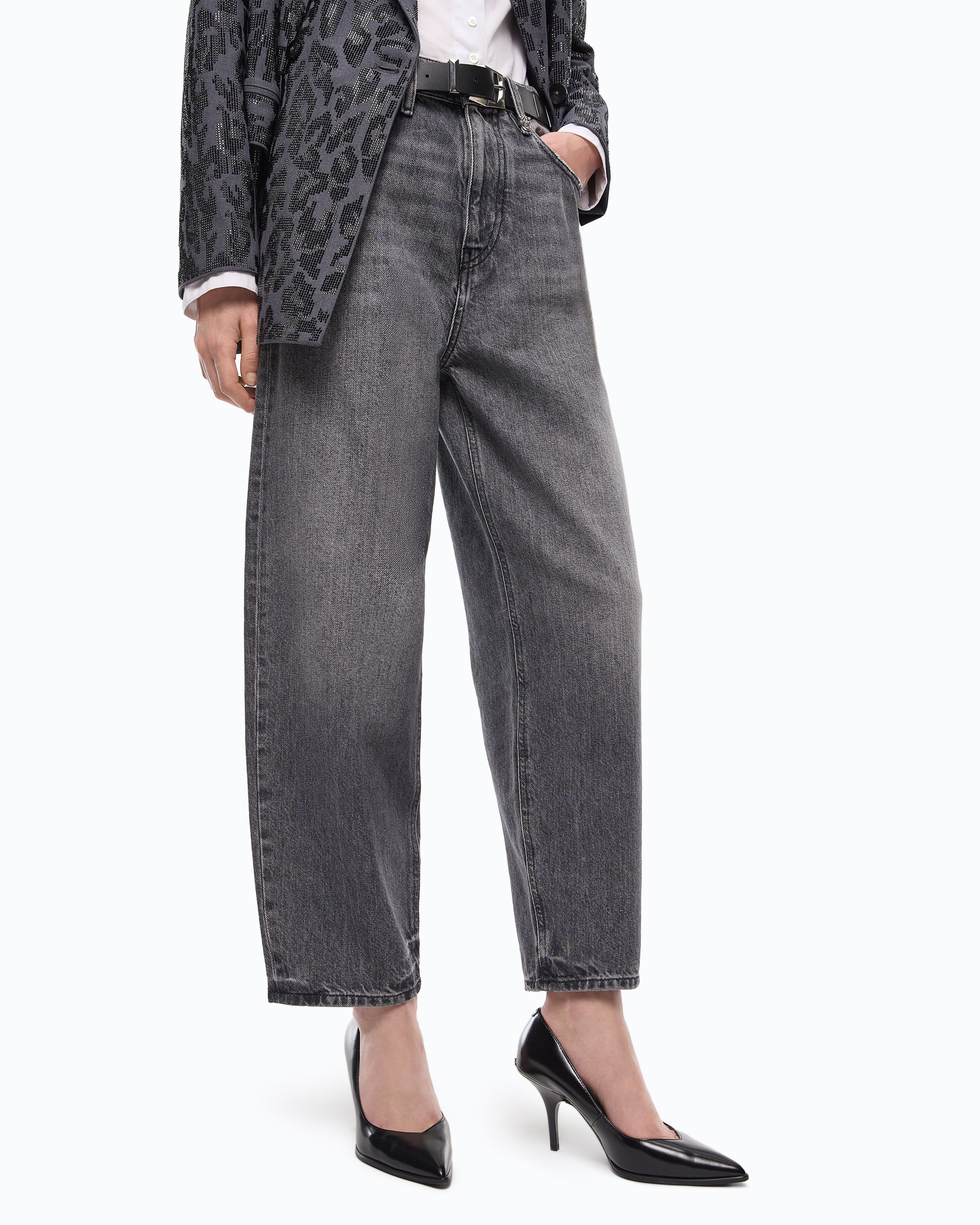 Pinko Estelle Egg jeansy szary balloon
