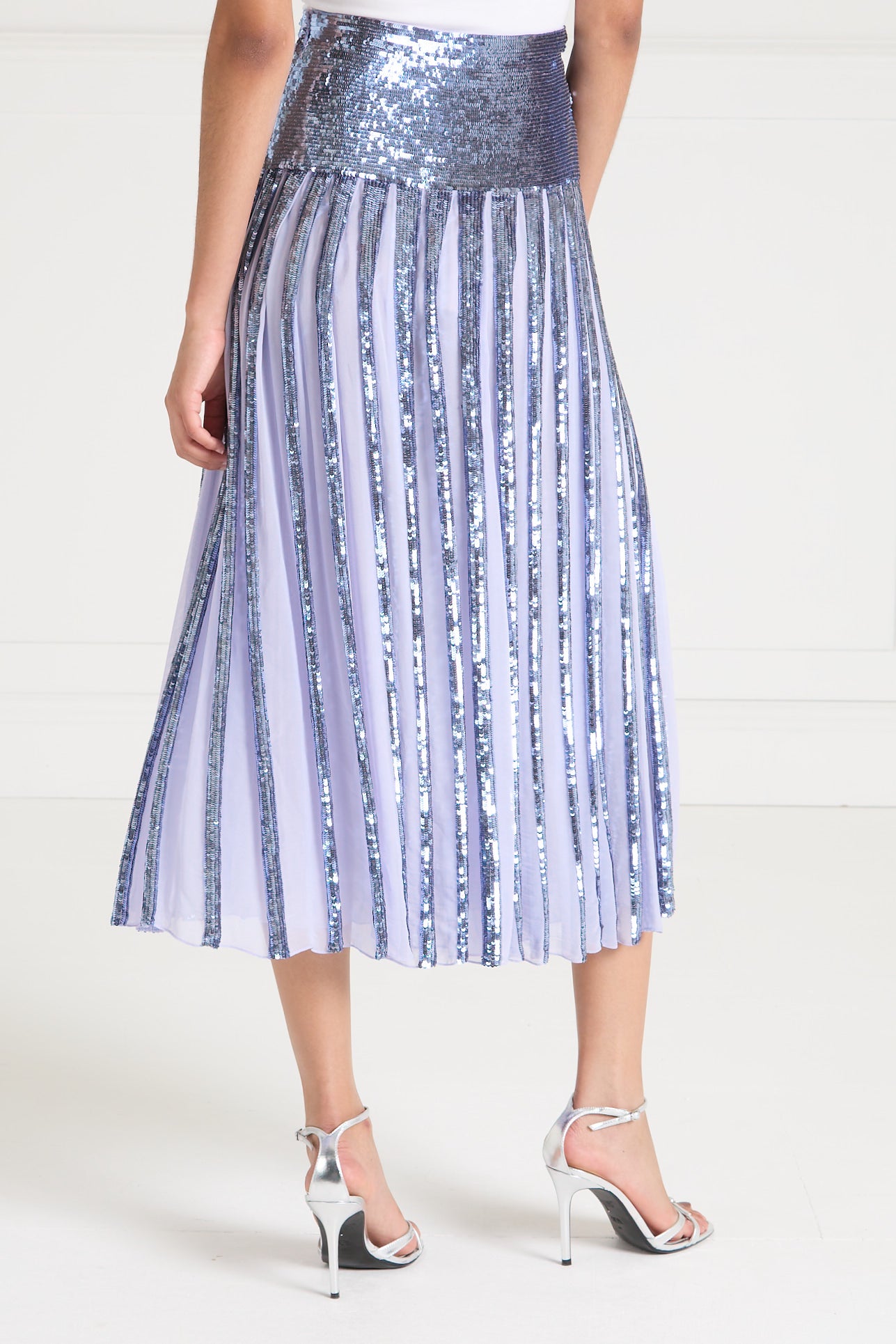 Temperley London Filigree spódnica cekinowa lawendowa