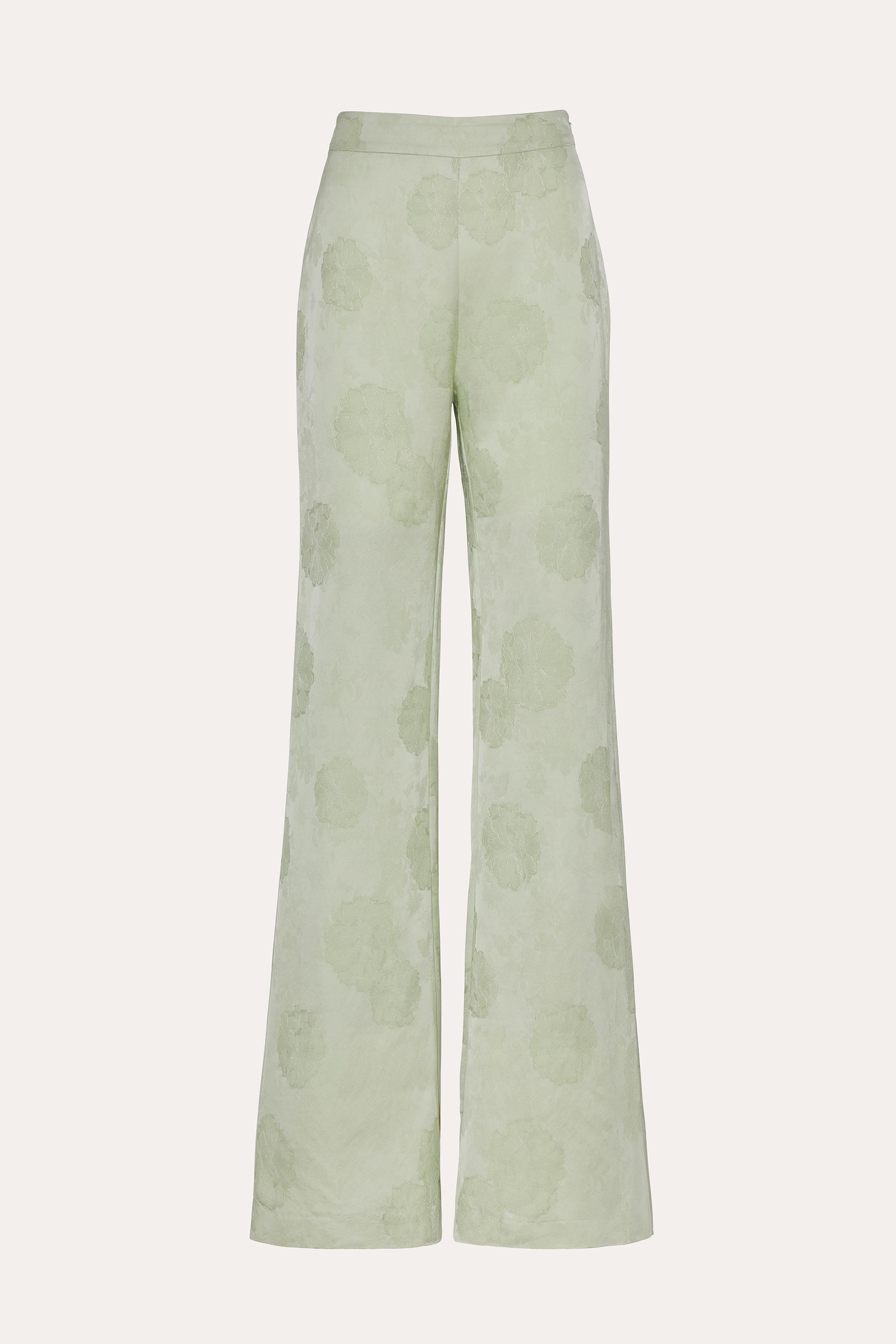 Elie Tahari Savannah spodnie satynowe Sage Mist