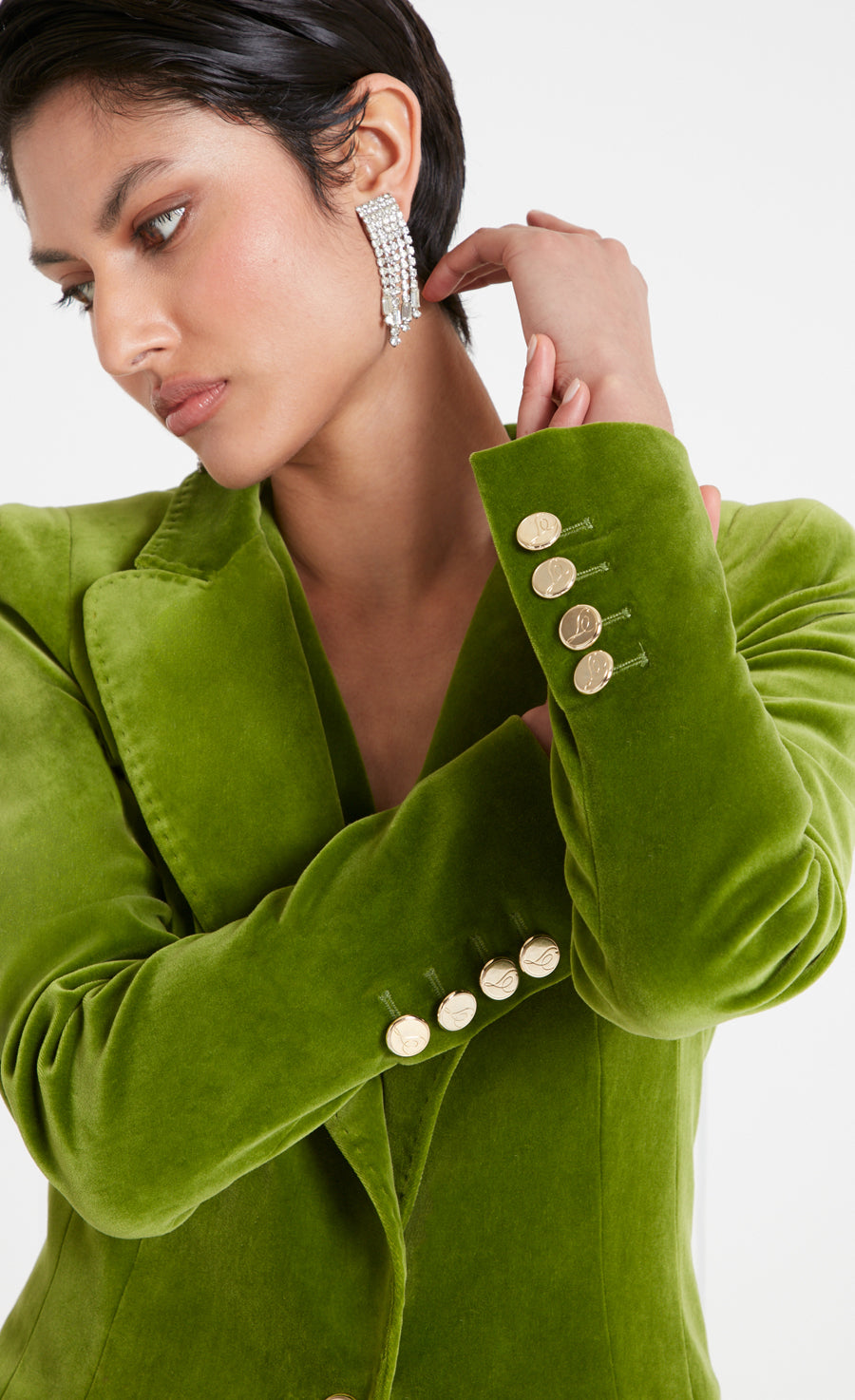 Temperley London Clove marynarka aksamitna limonka